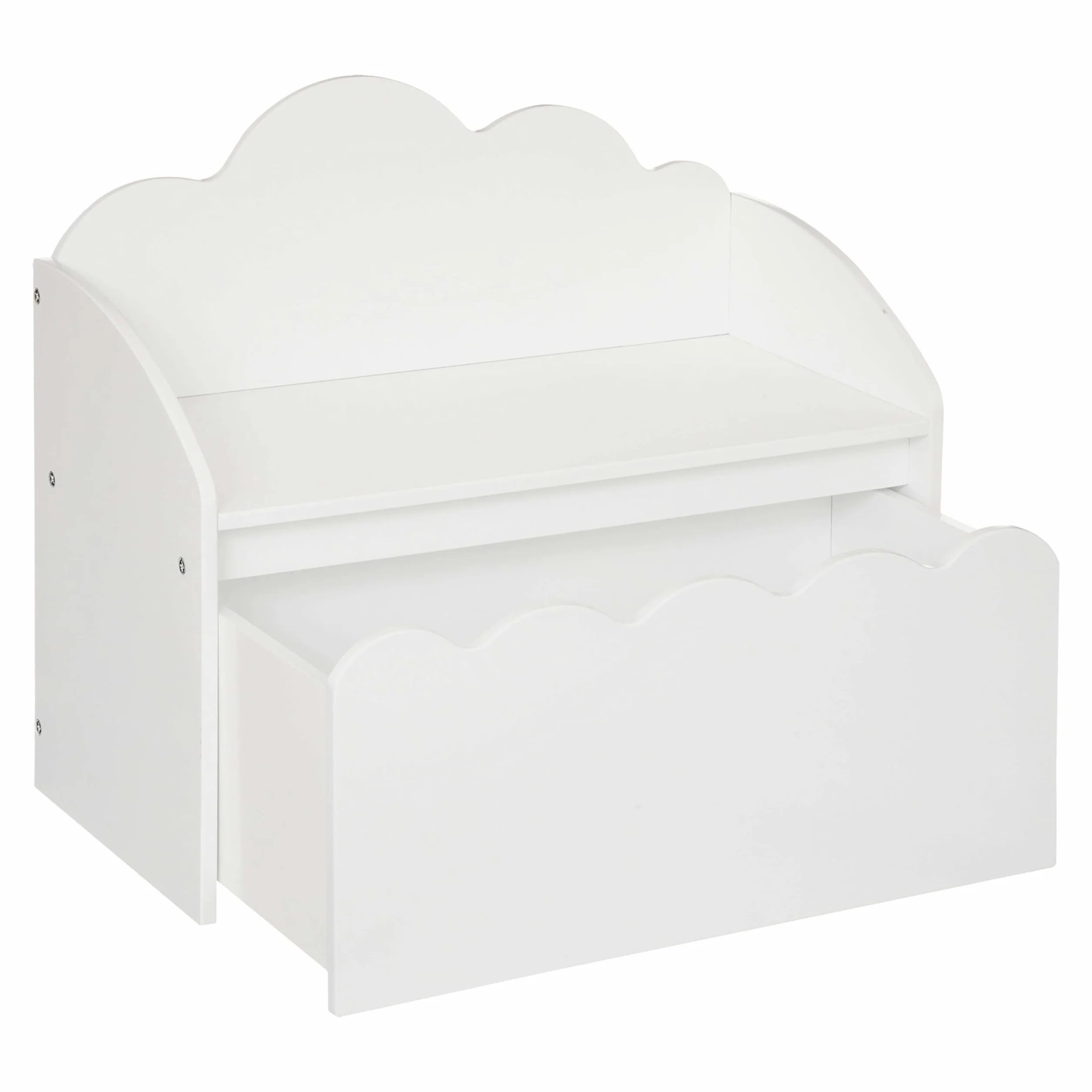 Miroytengo Baúl Banco Infantil con Cajón Almacenaje Interior Blanco 60 cm