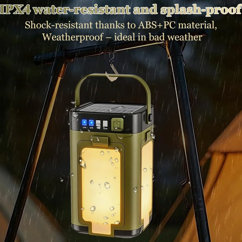 Lámpara Camping LED Solar Plegable Impermeable 6 Modos Iluminación Exterior