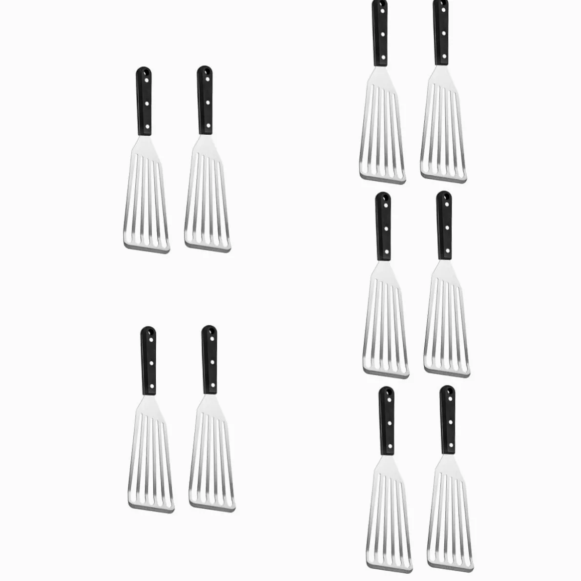 HEMOTON 10piezas Espátula Inoxidable De Doble Para Freír y Voltear De Herramienta De Cocina Para Camping y Restaurantes
