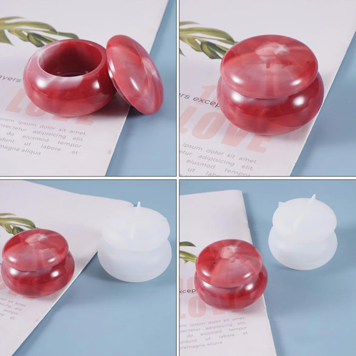 Cabilock 10 Unidades Molde de Silicona para Tarro de Colorete DIY | Blanco, Fácil de Desmoldar y Limpiar, para Principiantes y Expertos en Artesanía Creativa