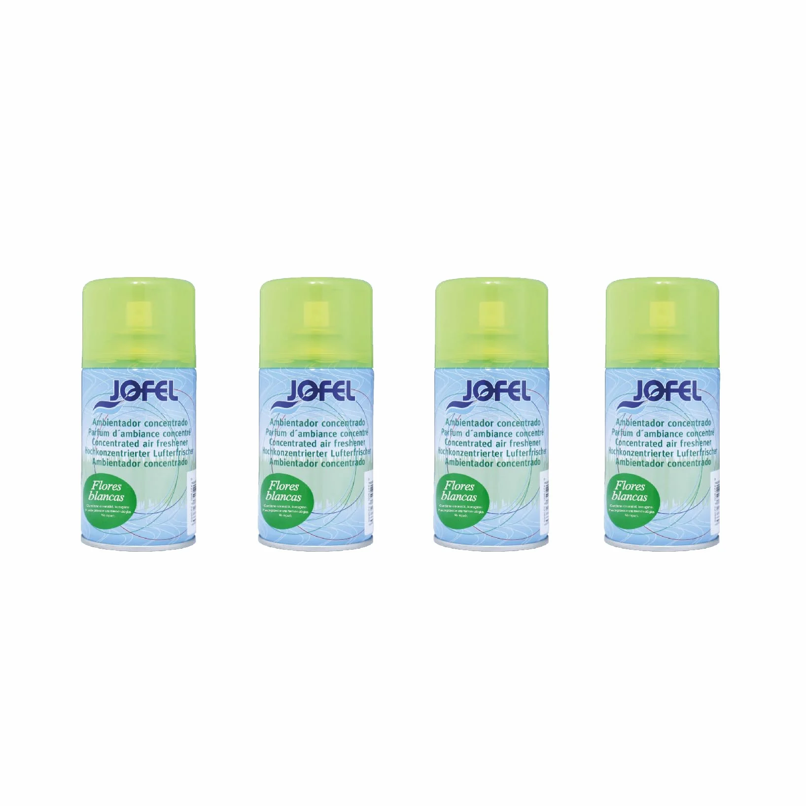 Jofel - 4 Recambios de Ambientador Concentrado Perfume Flores Blancas, Capacidad 250ml/ud, Efecto Inmediato y Persistente, Ambientadores para Perfumar Ambiente, AKA2022 Válido para Modelo Atlántica