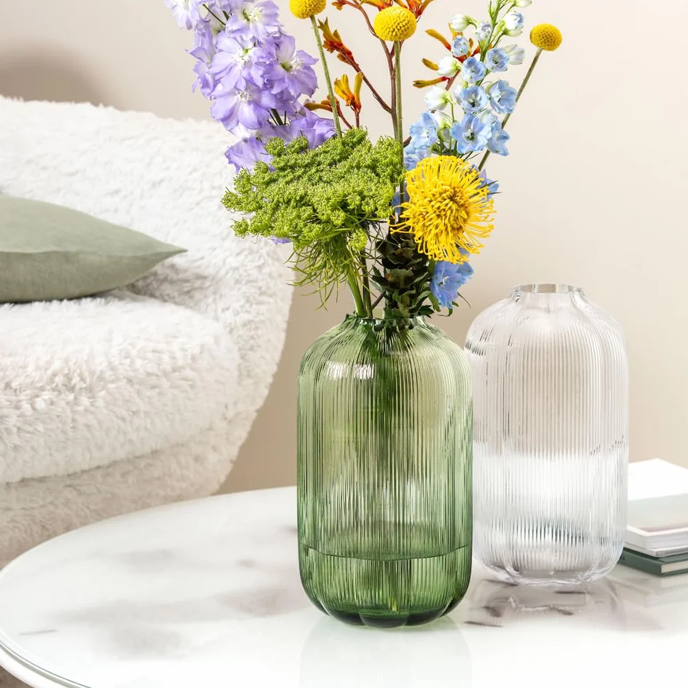 Villeroy & Boch - Fleur Verde, jarrón Decorativo Verde de 28 cm, jarrón Grande de inspiración Floral, Apto para lavavajillas, Hecho a Mano de Vidrio soplado, artículos de decoración para el hogar