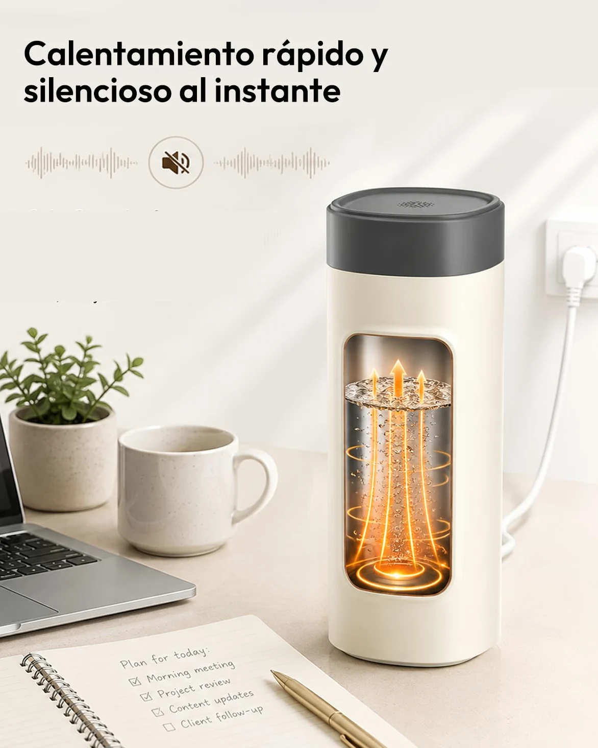 Maestri House Hervidor Eléctrico Portátil 550 ml, 6 Niveles de Temperatura, 400 W de Calentamiento Rápido, Acero Inoxidable 304, Antifugas, Ideal para Viajes, Hoteles, Oficina, Té y Café.