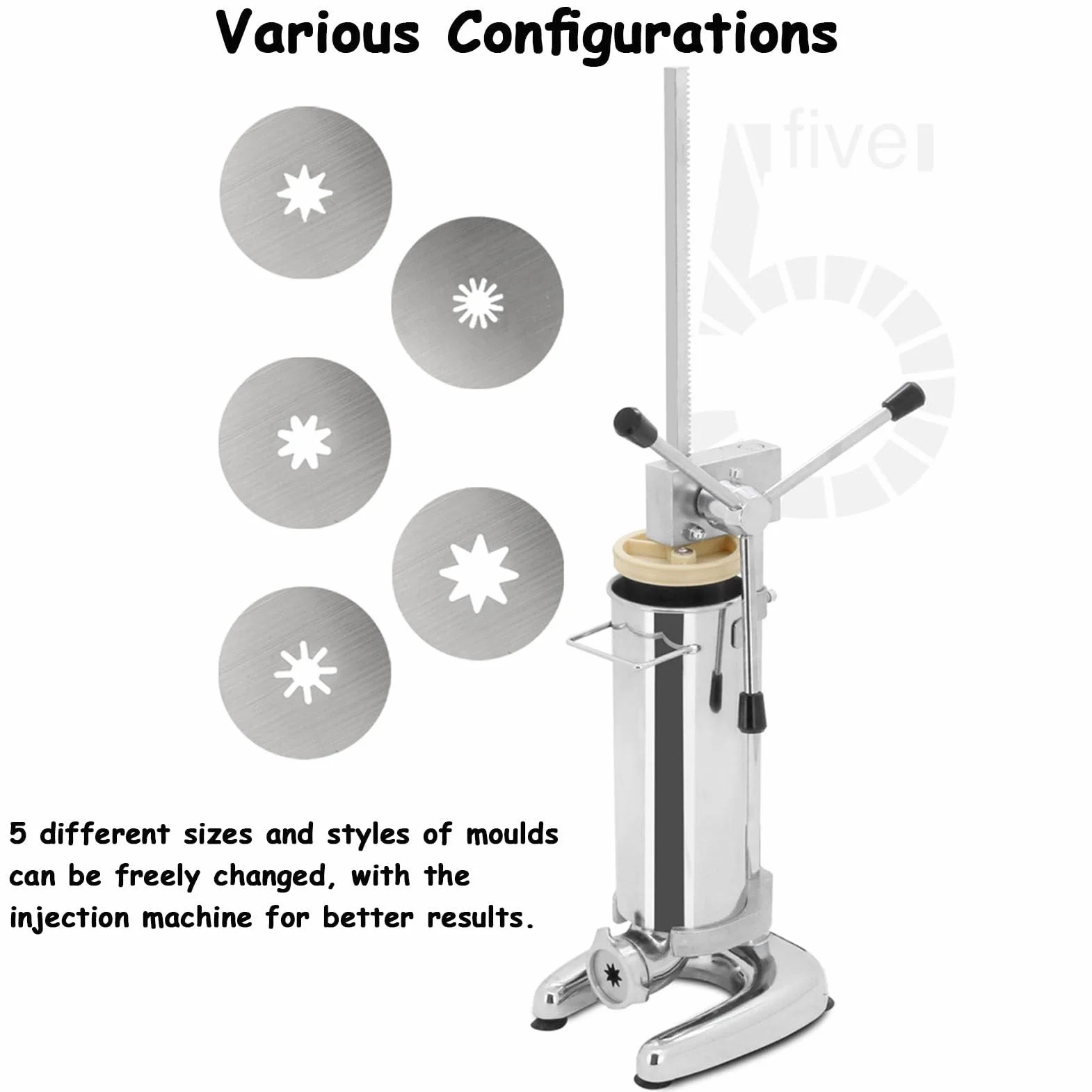 Churro Maker Machine 2L/3L Manual Spanish Donut Churrera con 5 moldes - Equipo vertical de llenado de churros - Máquina comercial de churrera española