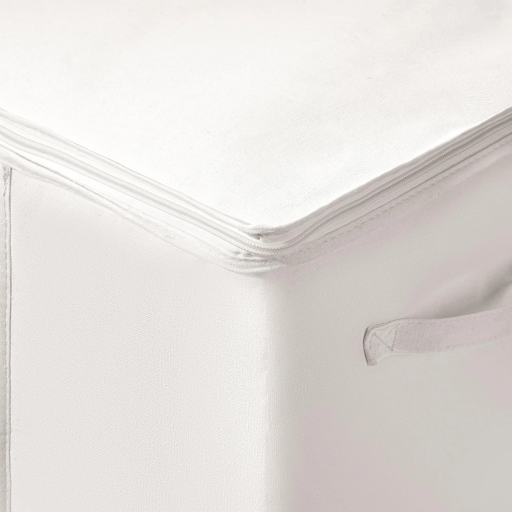 TYEERS Bolsas de Almacenaje de Tela Mezclada con Algodón, con Cremallera y Ventana Transparente, Organizador Armario para Ropa de Temporada y Ropa de Cama, 60x40x35 cm, Paquete de 2, Beige