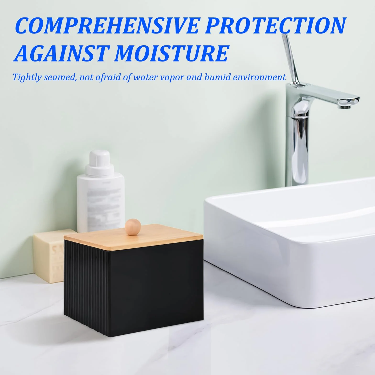2 Piezas Organizador de Baño con Tapa, Dispensador de Bastoncillos, Organizador de Maquillaje Dispensadores de Discos Desmaquillantes per Bagno, Toletta, Soggiorno (Negro)