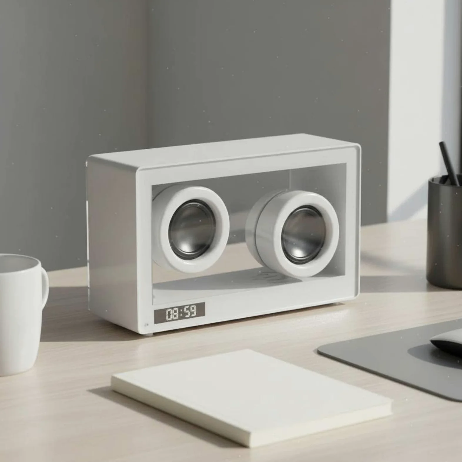 Reloj Despertador Digital Altavoz Reloj con Bluetooth 5.1 de Bajo Consumo Reloj Luz Ambiental Cálida Soporte Tarjeta TF y Batería Incorporada Carcasa, Negro