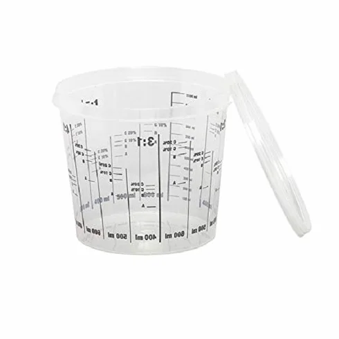 Taza graduada de plástico para uso profesional, conservación de pinturas, líquidos, carrocería, 50 tazas de 1,4 l