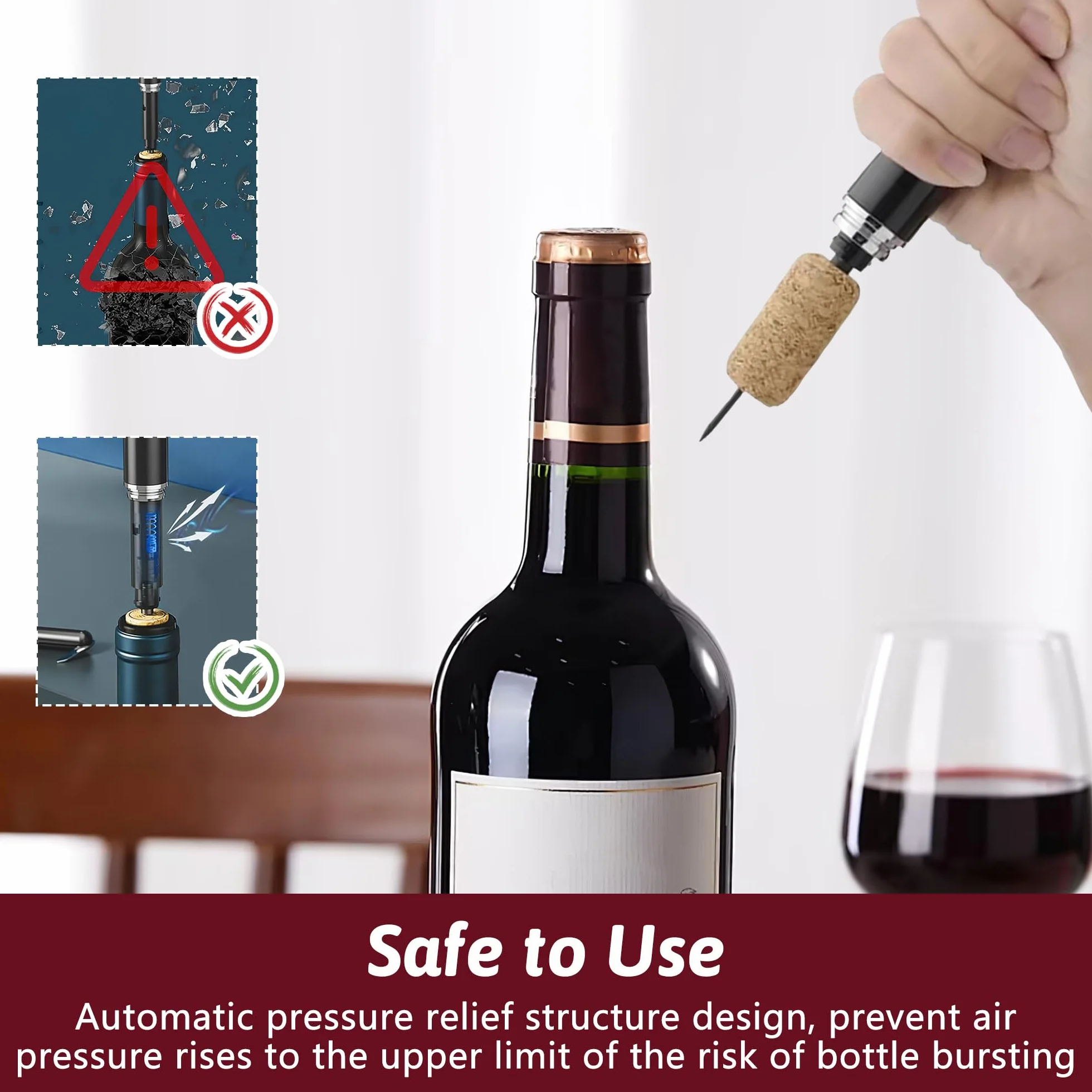 2-in-1 Luftdruck Weinöffner mit Folienschneider, Wein Luftpumpe Flaschenöffner, Tragbar Manueller Korkenzieher Wein, Geschenk für Weinliebhaber, Partys, Hochzeiten, Camping