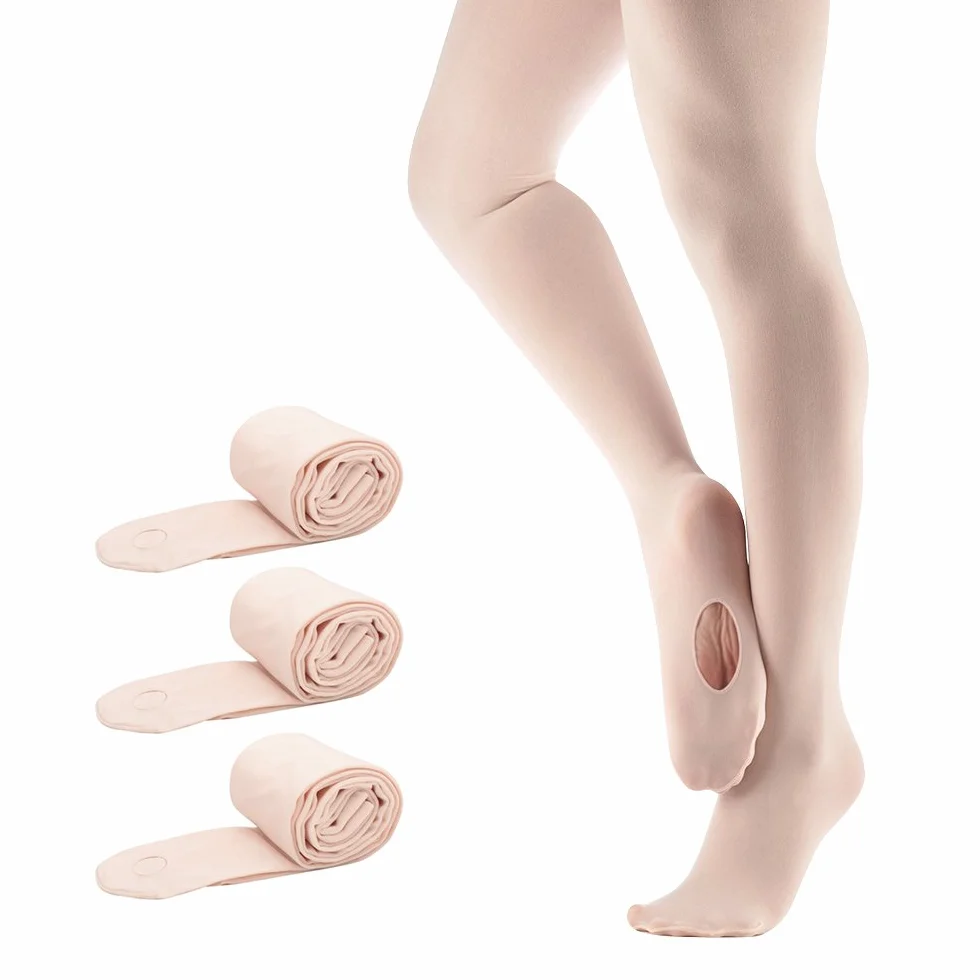 Bezioner Medias de Ballet y Danza Convertible 3 Pares Rosa Niños Adultos