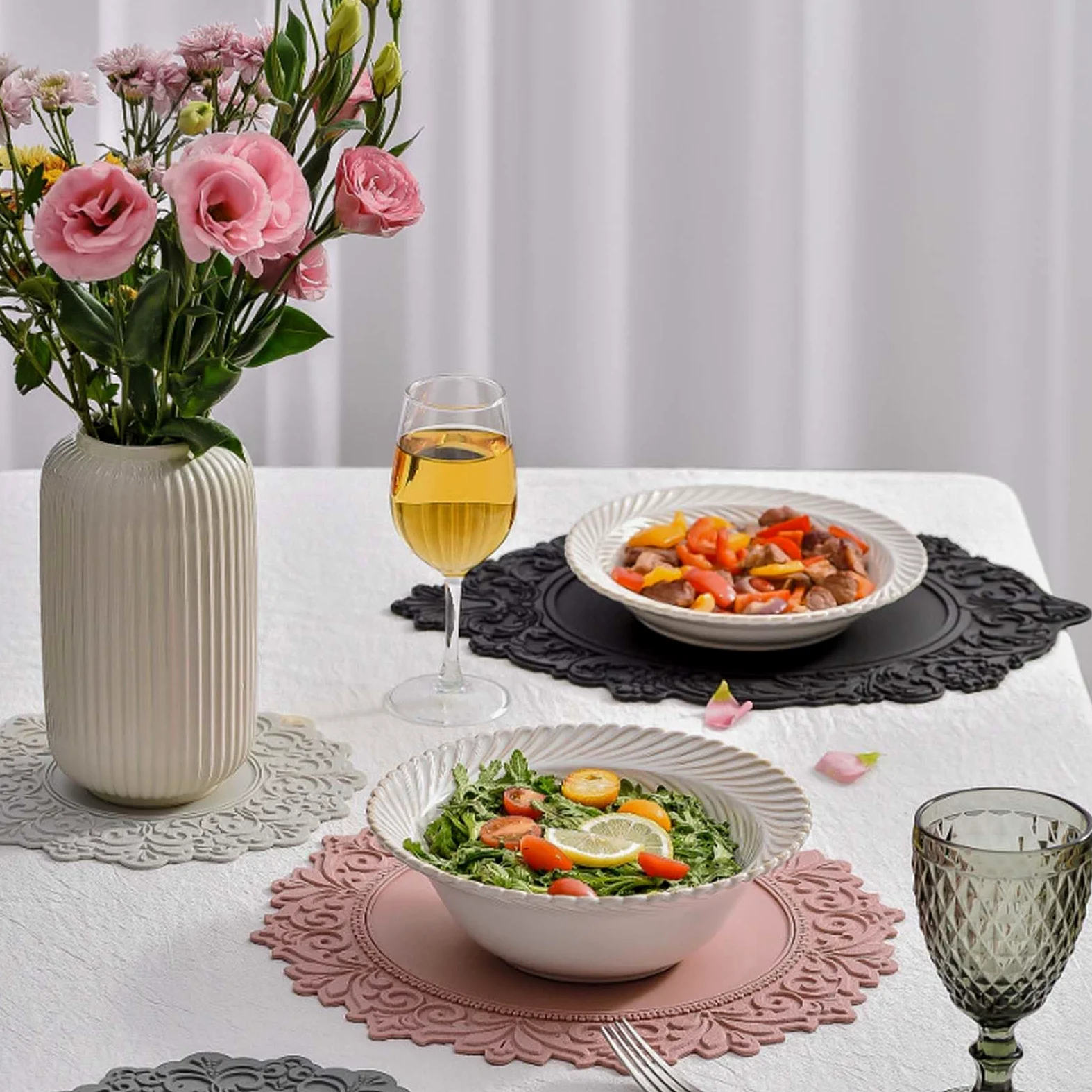 Salvamanteles de Silicona para Platos Calientes, ollas y sartenes, | Almohadillas calientes de cocina modernas antideslizantes y resistentes al calor para mesa y encimera.