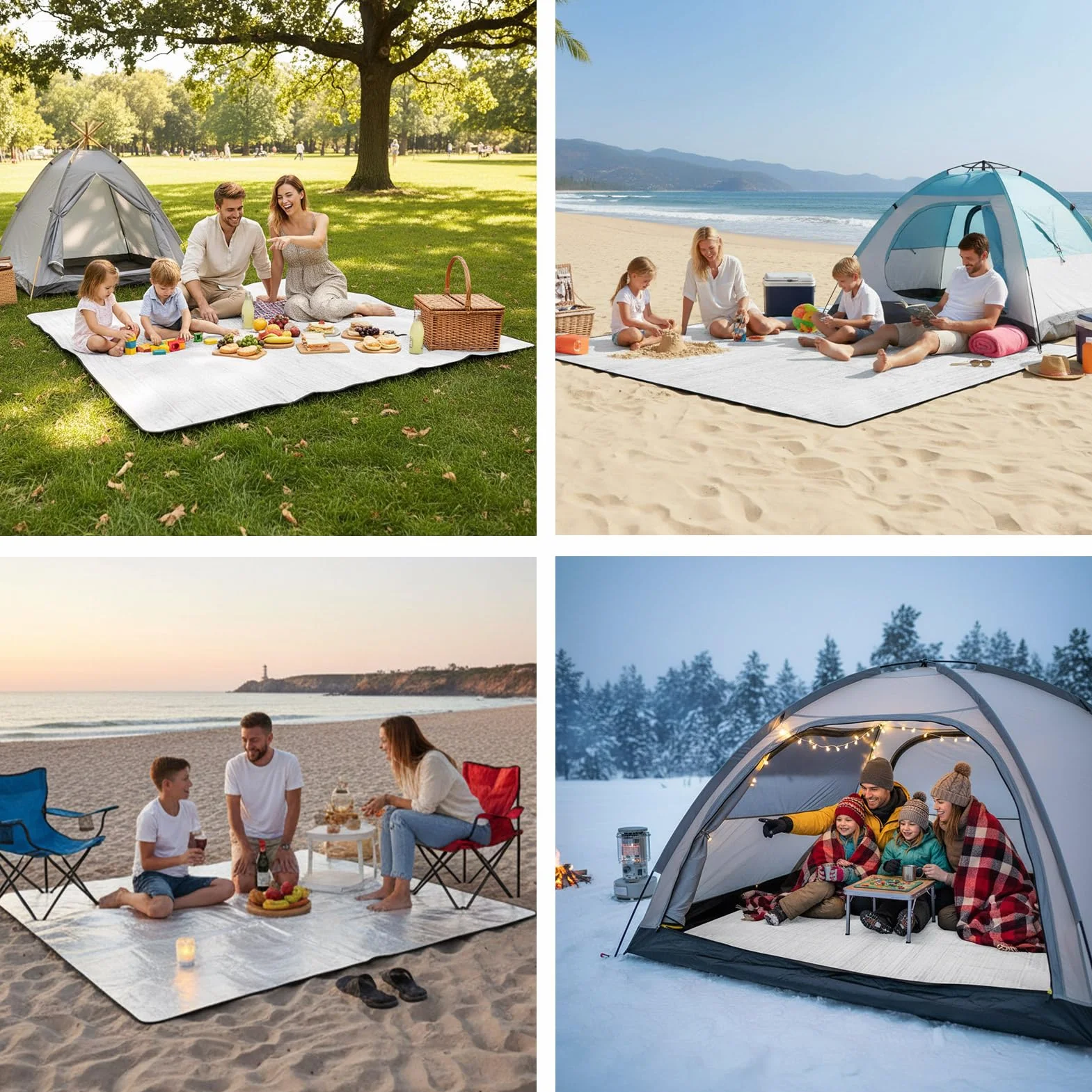 Esterilla Aislante de Aluminio Térmica para Camping 200x200 cm Impermeable Ultraligera Plegable
