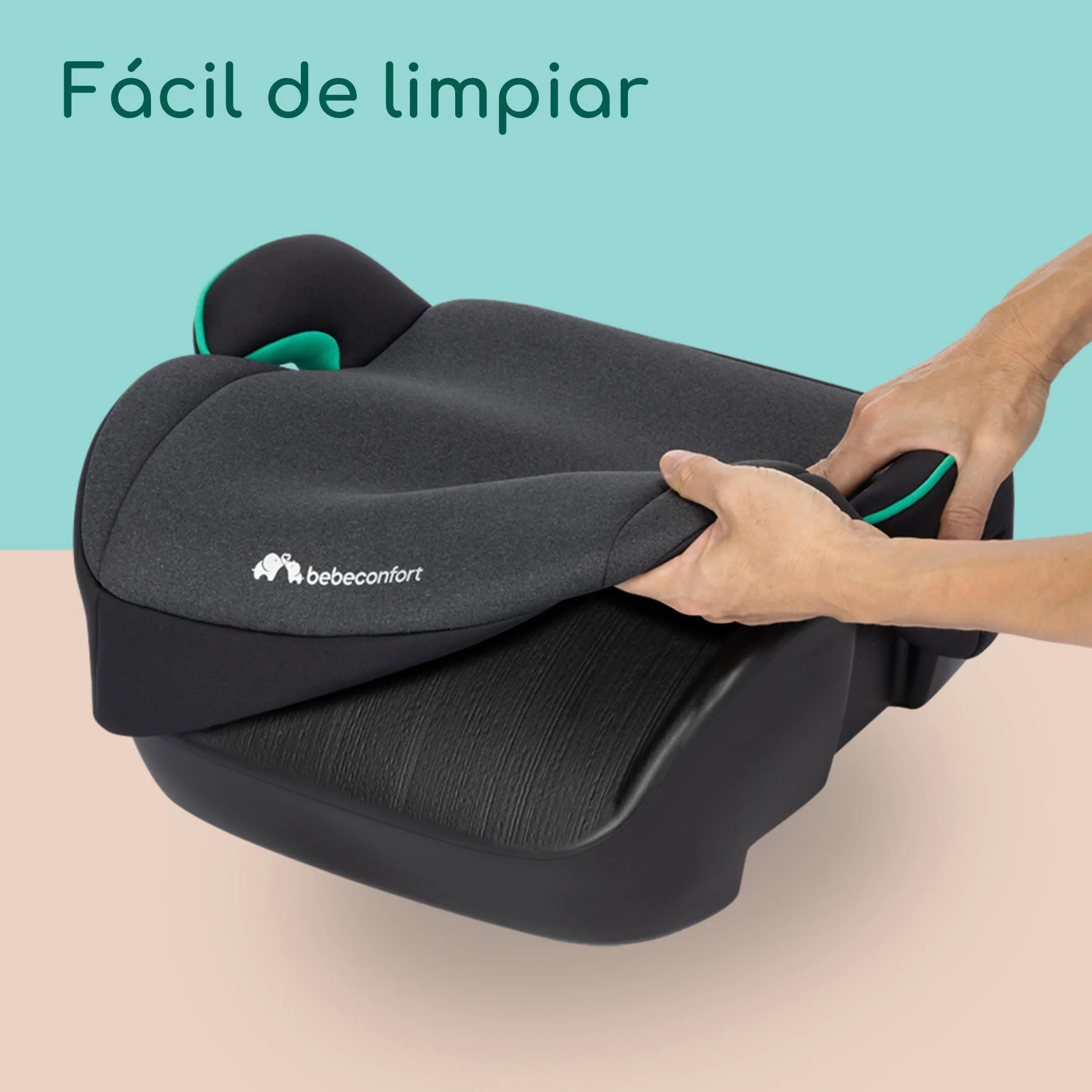 Bebeconfort Manga i-Safe Asiento Elevador Coche 6-12 Años 128-150 cm Silla Coche Compacto Ligero Fácil Instalación Cinturón Acolchado Tinted Black