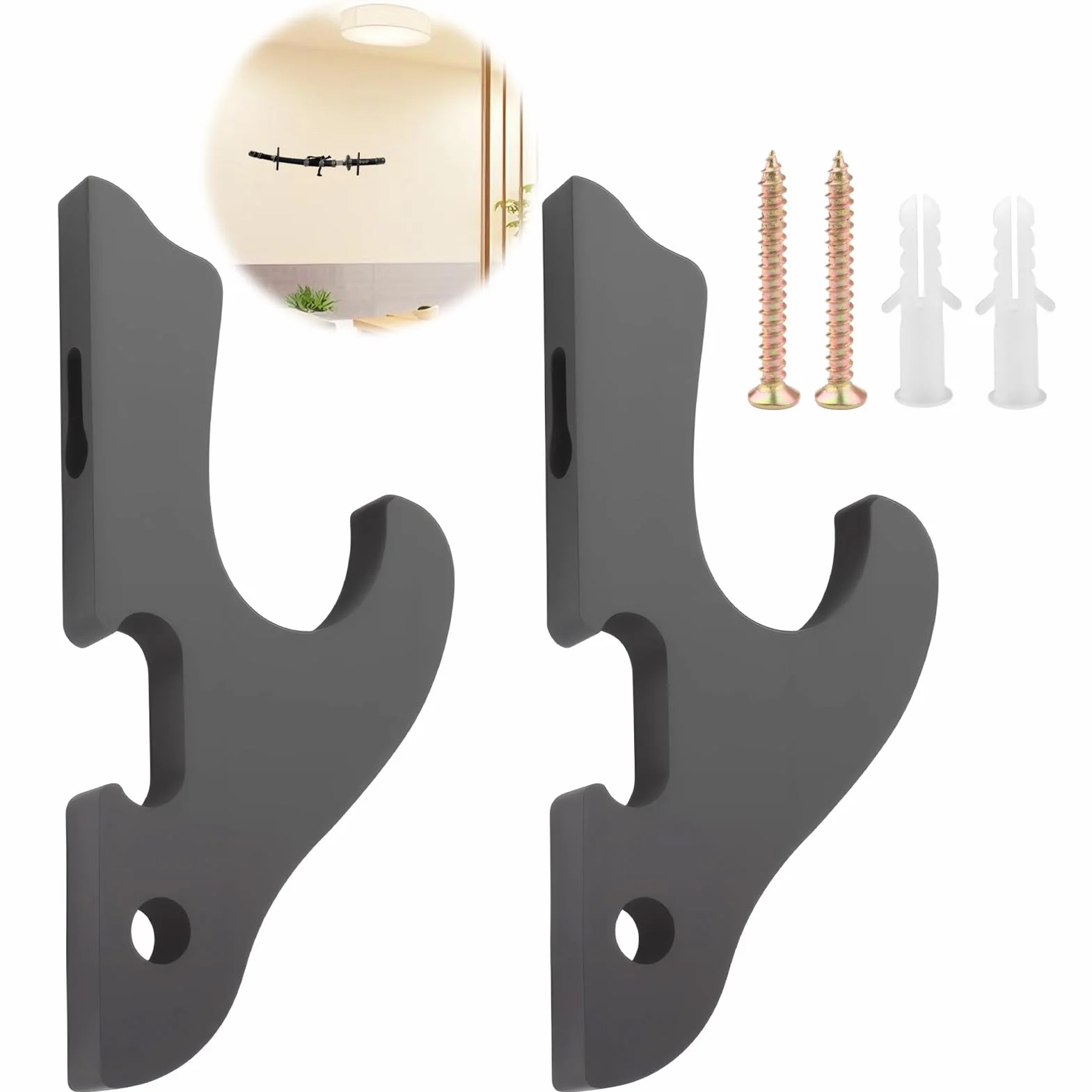 Soporte de Pared para Katana de Madera Negro, Gancho Universal para Espadas Samurái Tanto Wakizashi