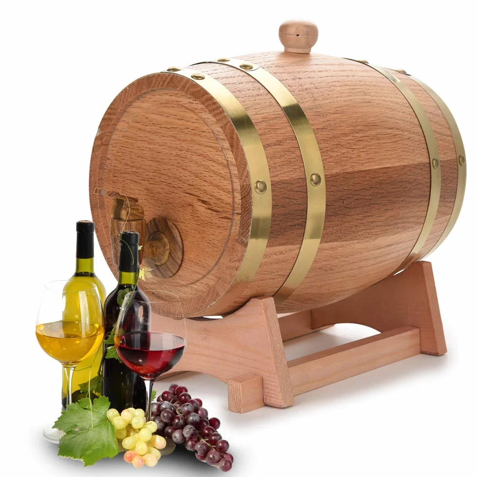 Oak Barrel Bar & Restaurant Barrica de roble de 5 litros para envejecimiento 32×23×23 Dispensador de barrica de roble vintage de 3 litros