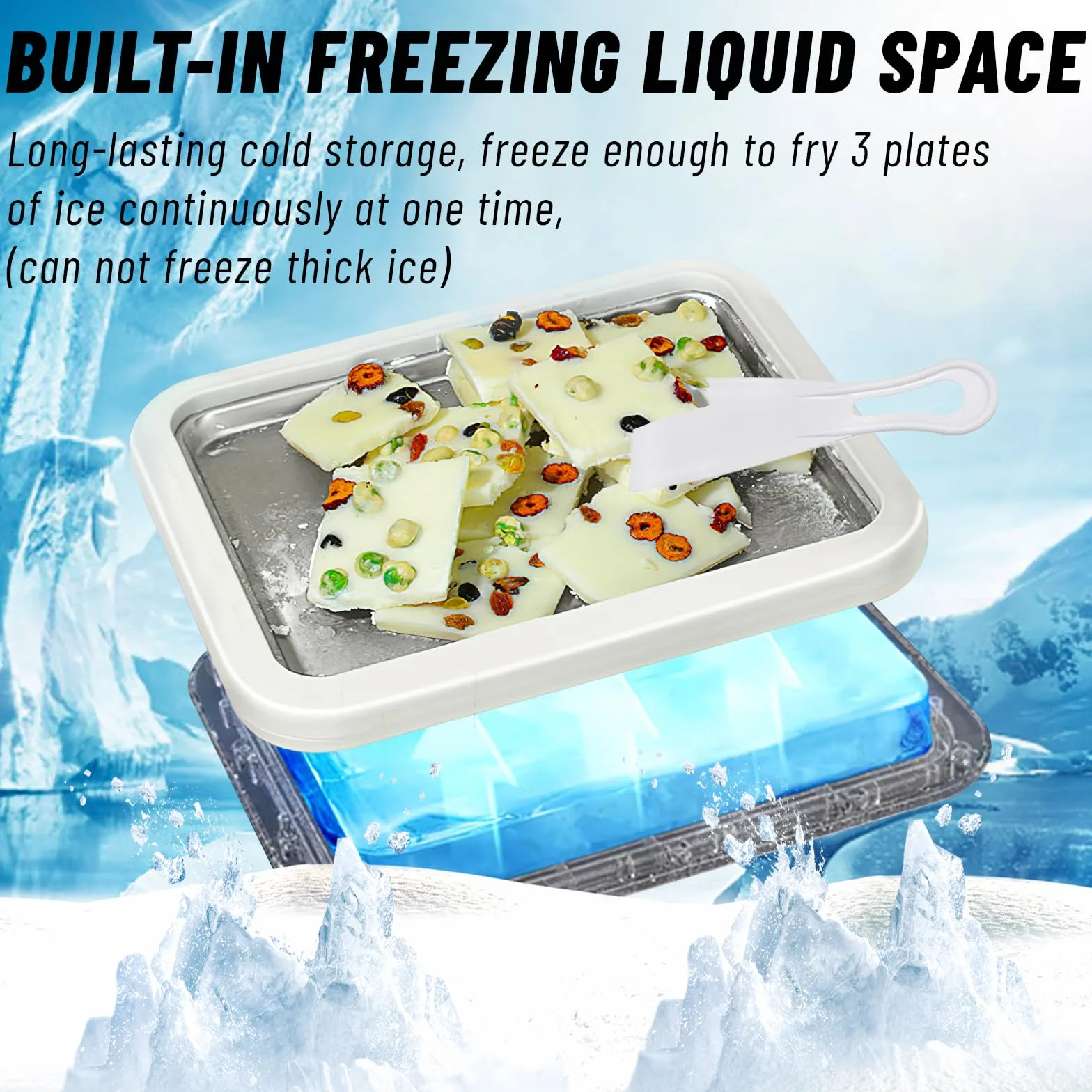 Fabricante de Helados, ZoneYan Heladera Instantánea con 2 Espátulas, Máquina para Hacer Helados en Rollo, Placa de Hielo para Helados, Plancha para Hacer Helado para Sorbete, Gelato, Yogur Helado
