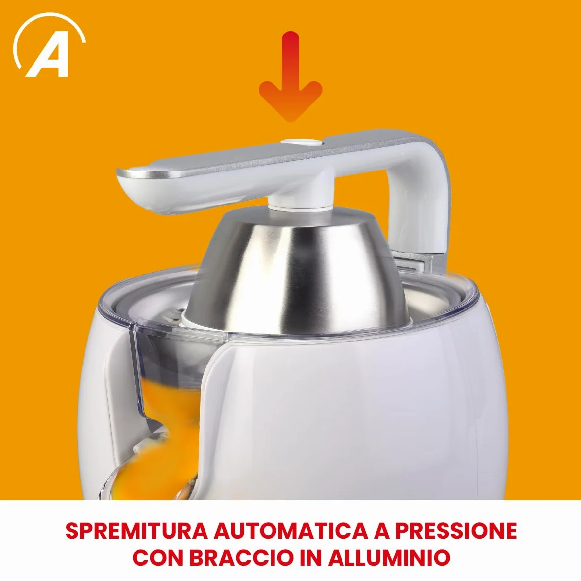 ARDES JUICE ART Exprimidor eléctrico 500 W AC con palanca de aluminio, doble cono y depósito 0,5 L para cítricos
