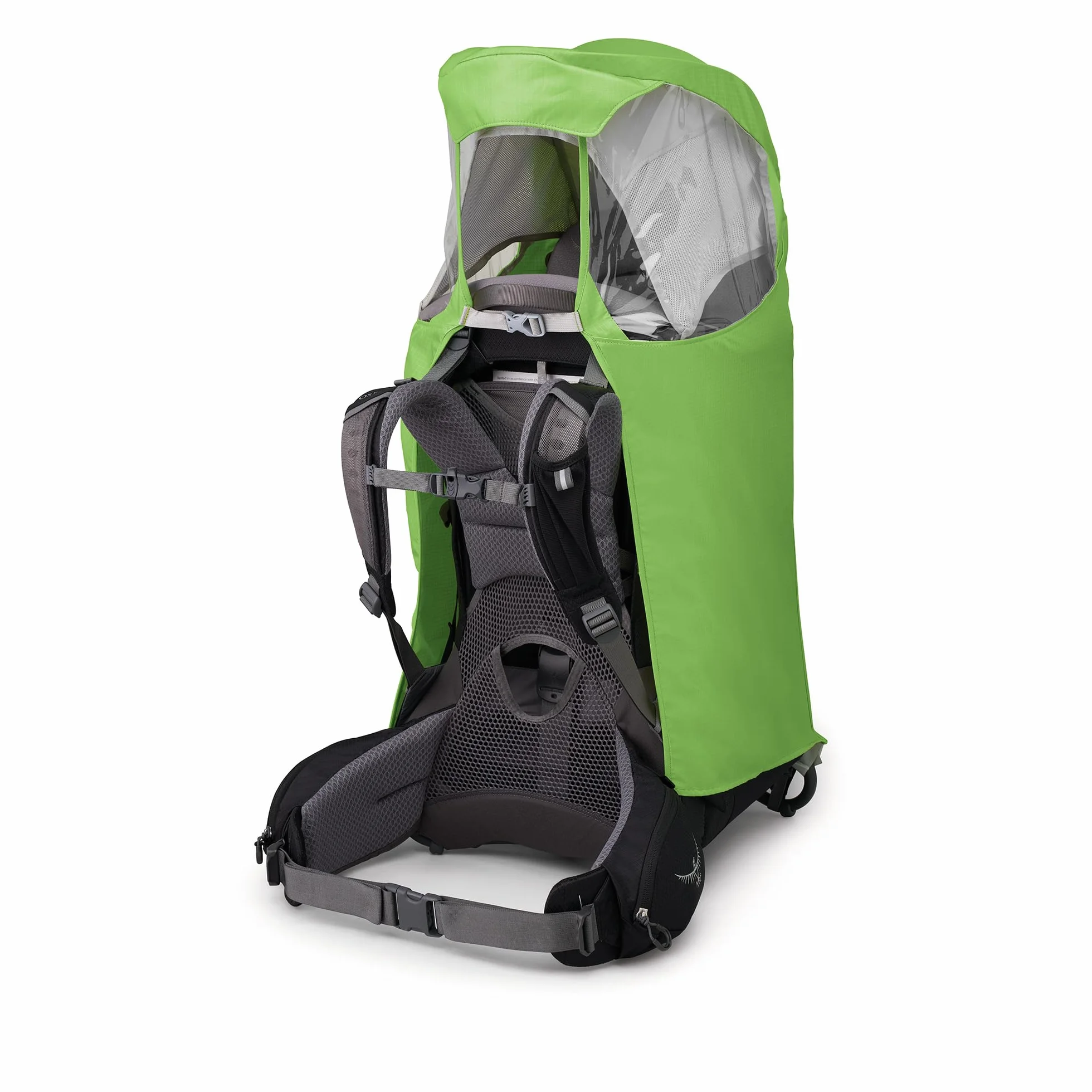 Osprey Poco Portabebés Mochila Infantil con Protección Solar, Suspensión Transpirable, Almohadilla Lavable, Verde Limón, Cubierta Lluvia
