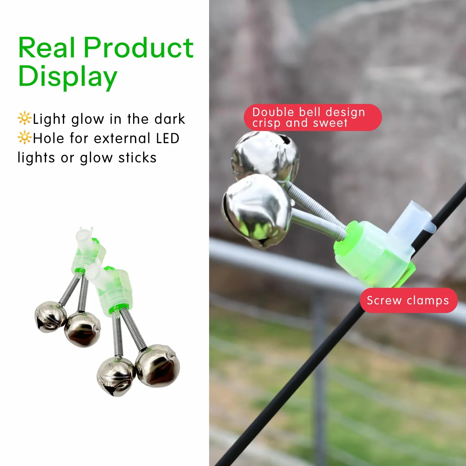 20 Campanas De Pesca En Espiral con Clips Ligeros, Sonido Claro Y Fuerte, Ideal para Pesca Nocturna, Resistente a La Corrosión Y Fácil De Colocar
