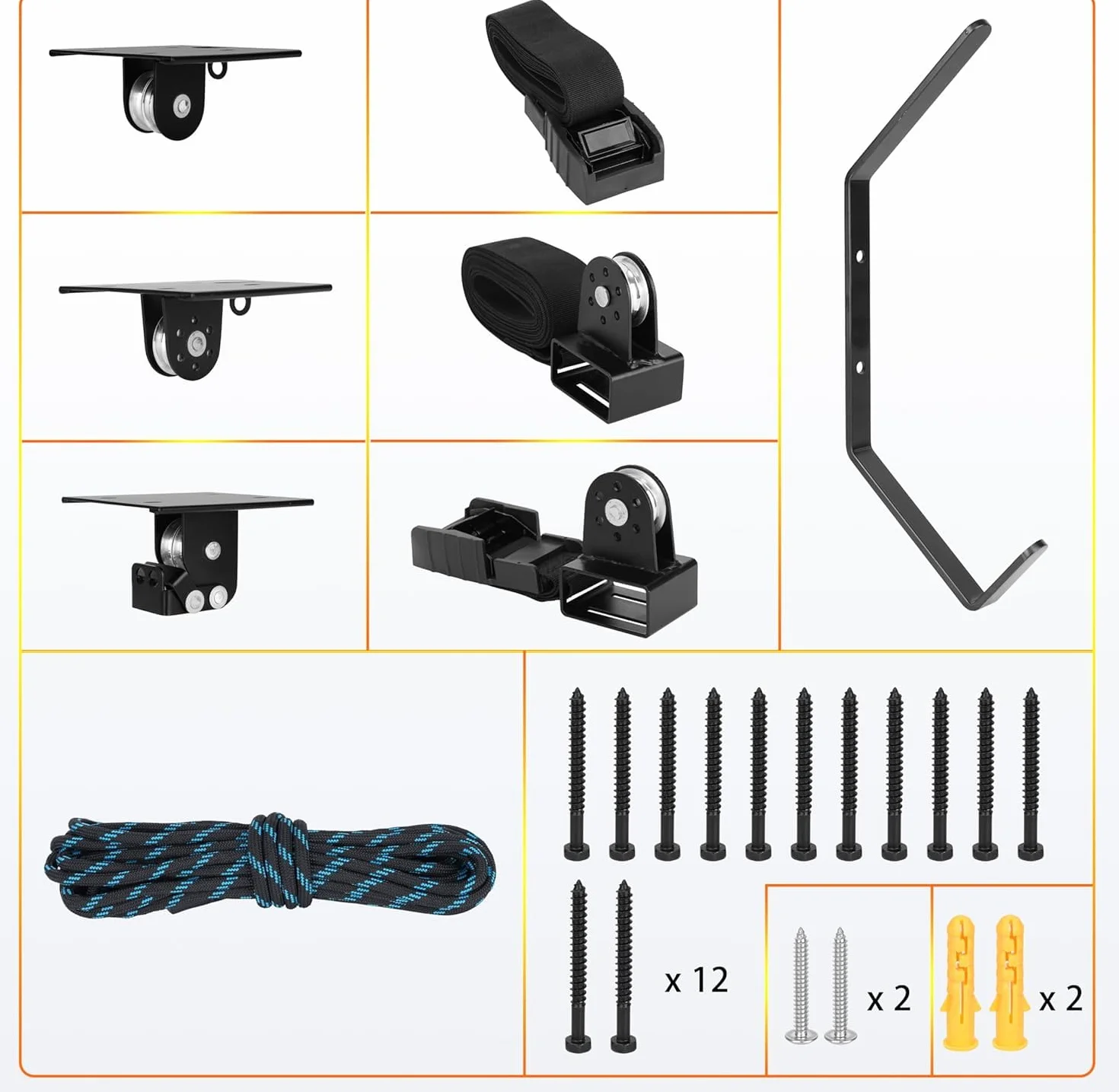 Hikeen Sistema de Polea Superior para Kayak, Capacidad 68KG, Elevador de Almacenamiento en Garaje