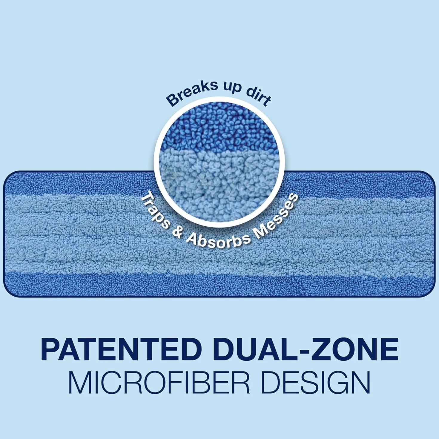 Bona Almohadilla de limpieza de microfibra, para suelos de madera y superficies duras, se adapta a la familia Bona de fregonas, 3 unidades (paquete de 3), color azul