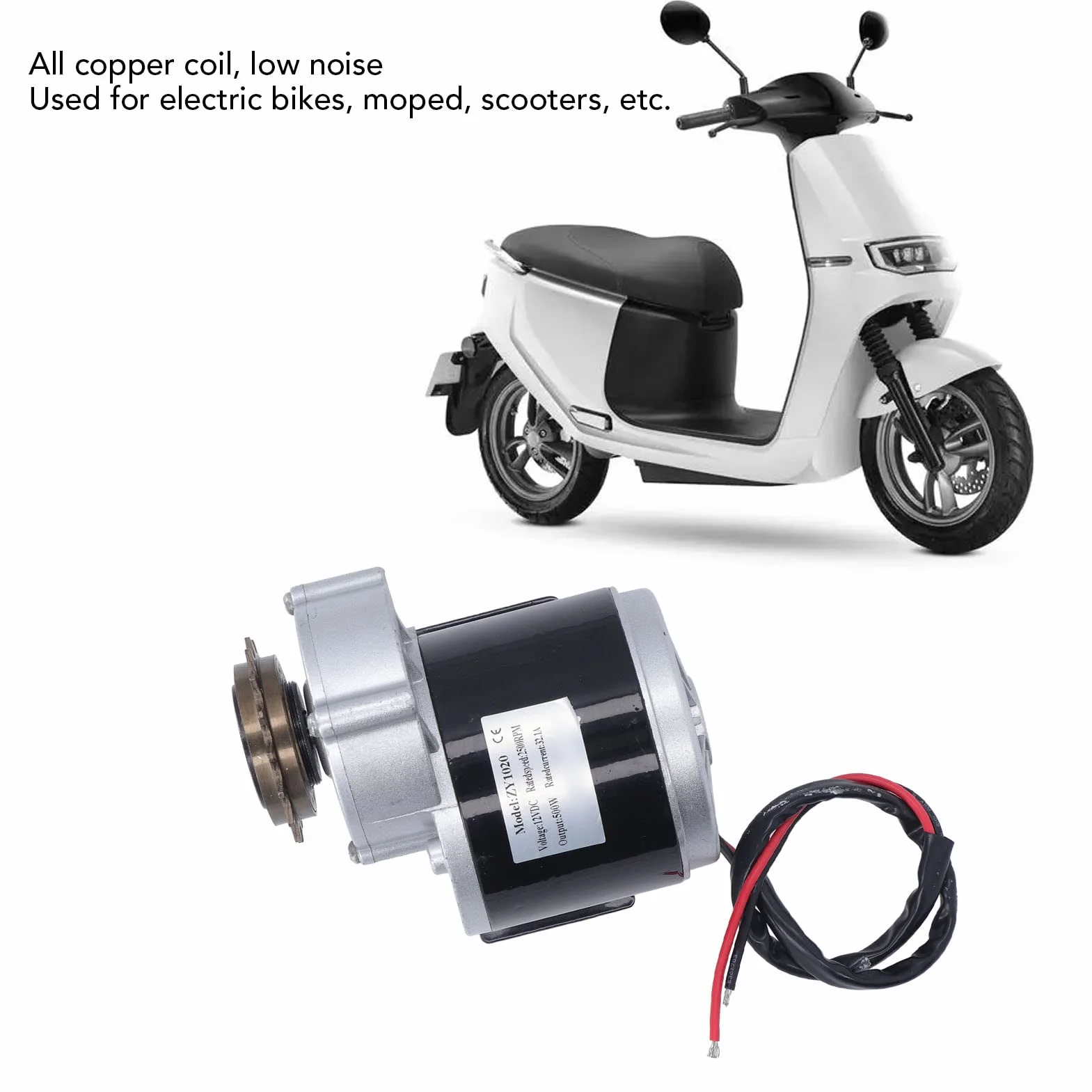 DC 12V 500W Motor Eléctrico Cepillado 16 Dientes Gear Chainwheel Alta Torsión 2500RPM Para Bicicleta Eléctrica Scooter