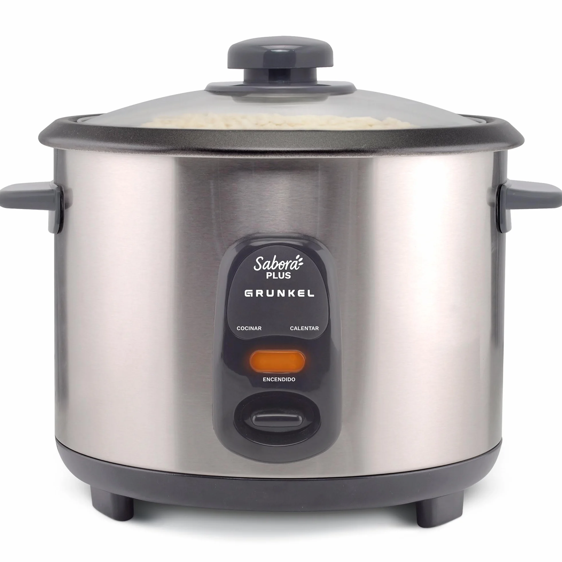 GRUNKEL - Arrocera Eléctrica RC-18L 700W | Capacidad 1,8 Litros | Función Mantener Calor | Cubeta Antiadherente | Exterior Acero Inoxidable | Indicadores Luminosos
