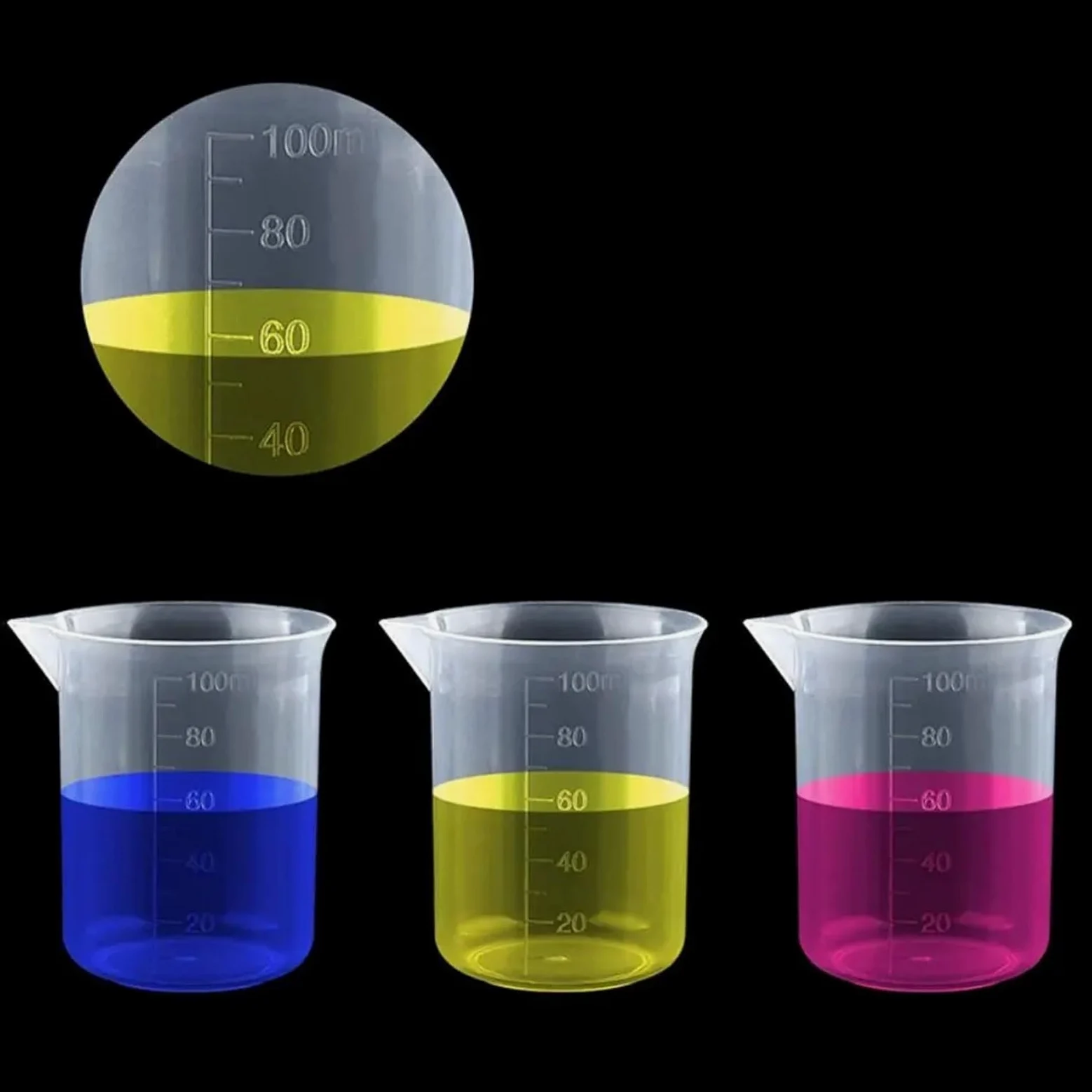 10 Pcs Lightweight Transparent Thickened For Kitchen Laboratory Test Plastic Beaker Graduated Cylinder Mixing Cups Measuring Cup Para Cocina Laboratorio(250ml)