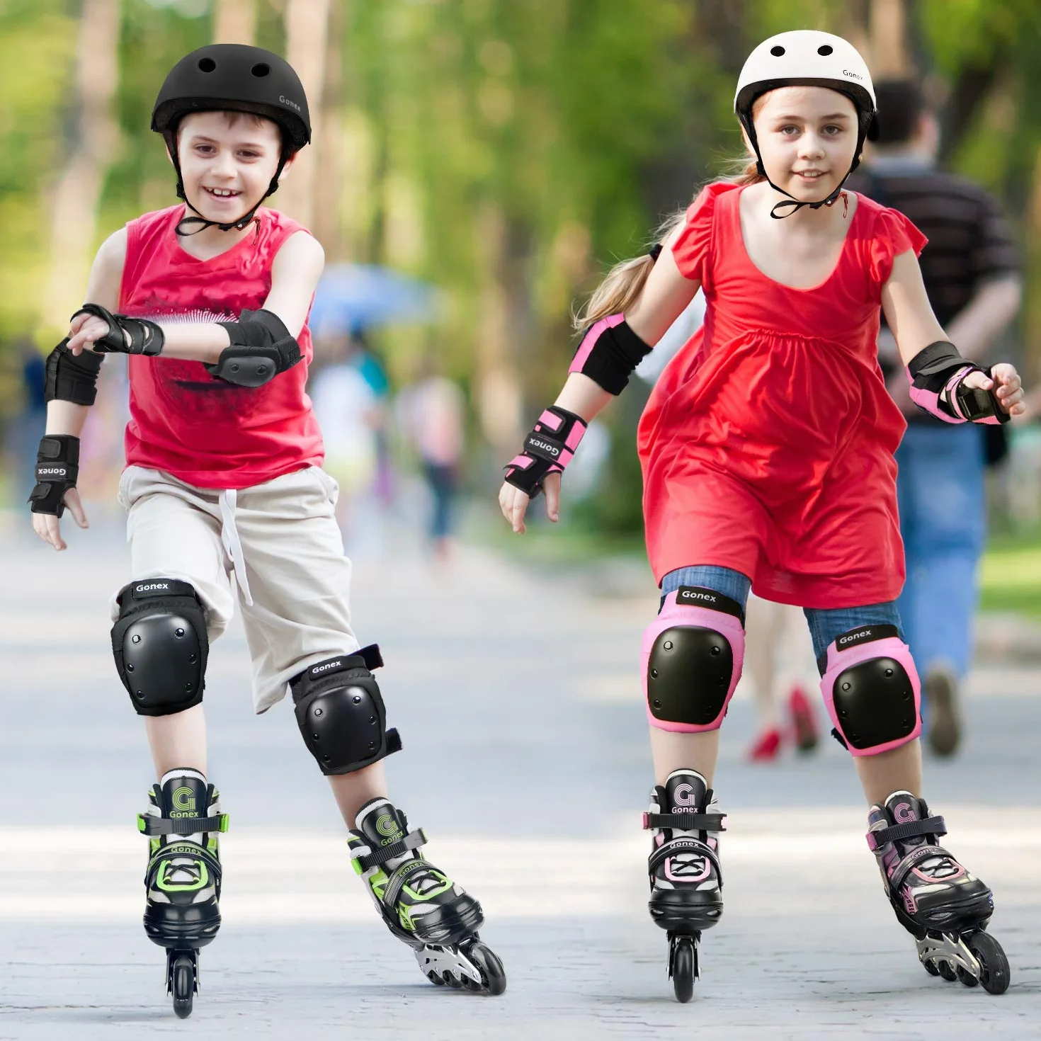 Gonex Patines en Línea Ajustables Niños Niñas Adultos, Patín sobre Ruedas Iluminadas con Luces, EU 31-42