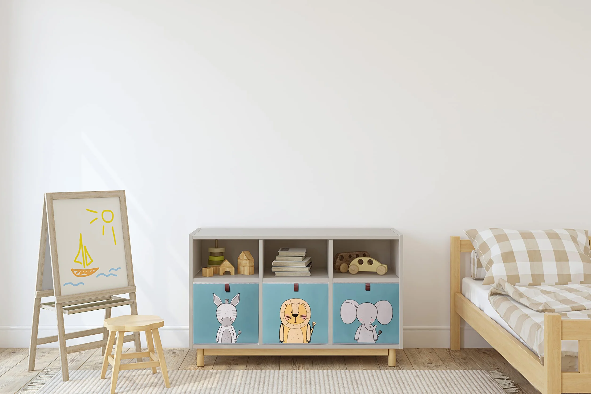 2friends Kallax Boxen, Juego de 3 cajas de almacenamiento para estante, 33x33x33 cm, azul, lavable