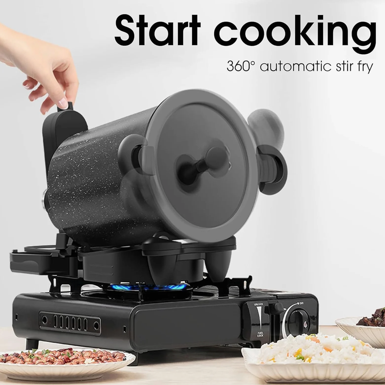 Máquina de cocción automática, multifunción, robot de cocina de panel táctil, velocidades ajustables, para restaurante en casa
