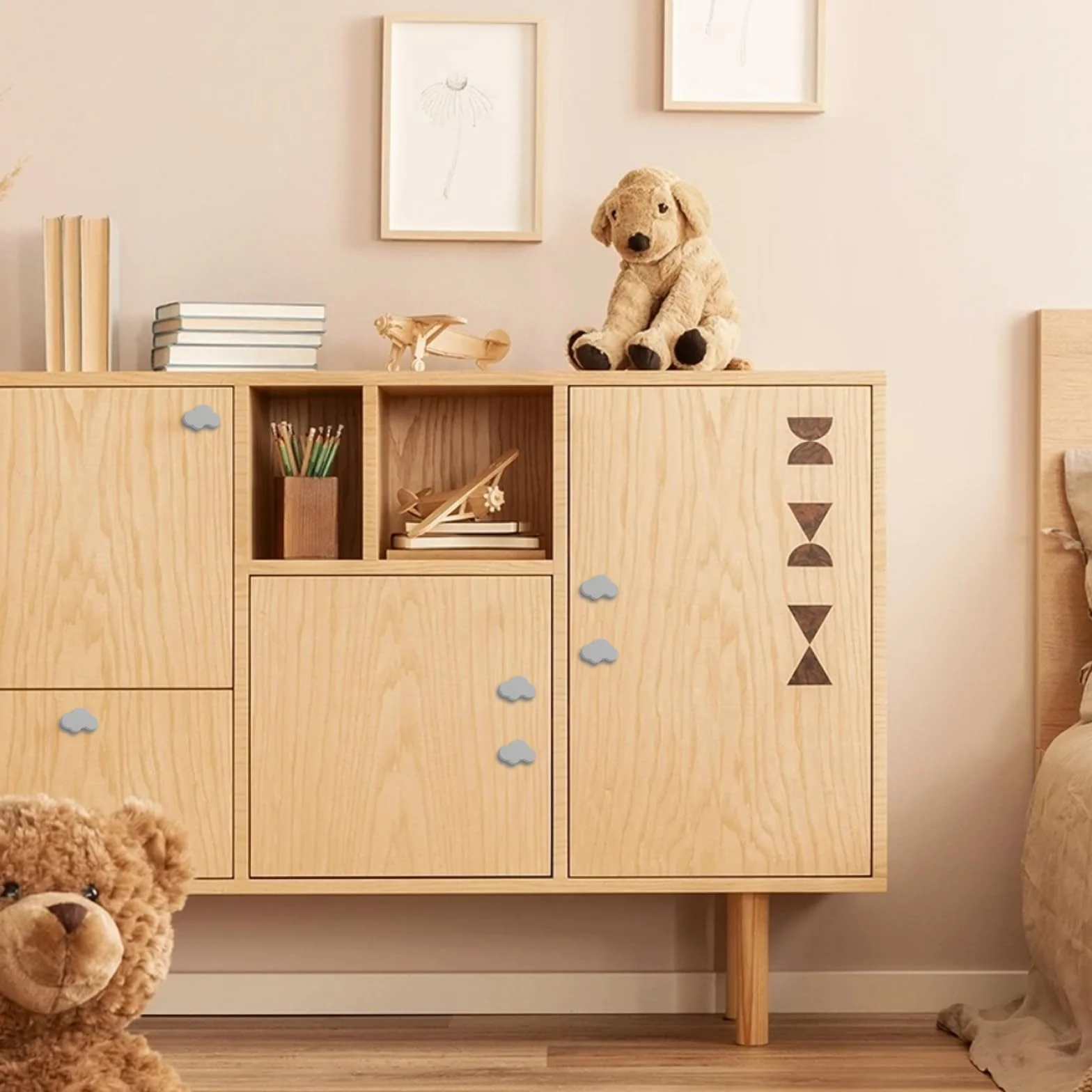 6 Pomos de Cajón con Forma de Nube para Muebles, Pomos de Goma con Forma de Dibujos Animados para Niñas Niños, para Tiradores de Armario, Cajones, Armarios de Habitación Infantil
