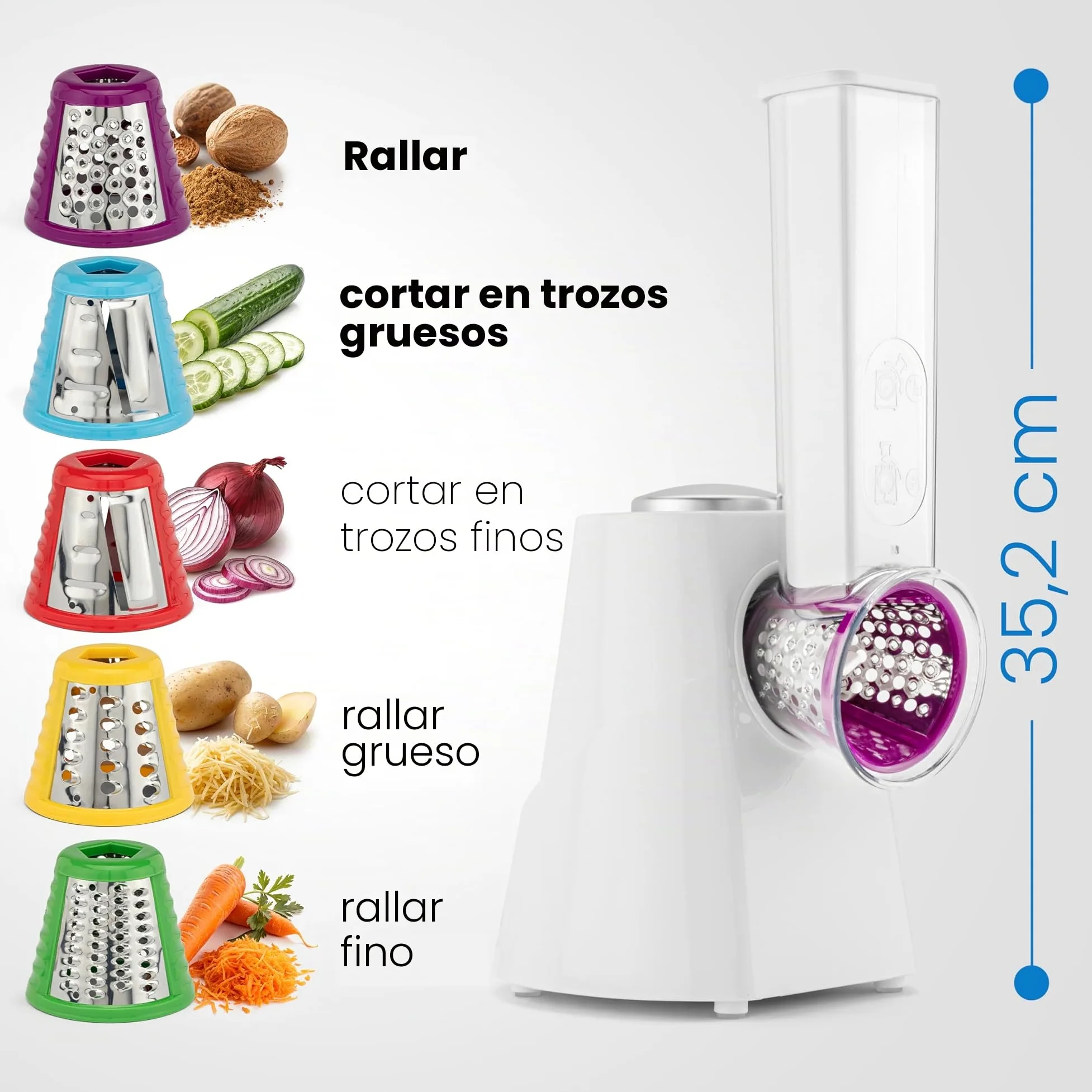 Clatronic Me 3604 Robot De Cocina Multi Express Para Cortar Y Rallar, Blanco