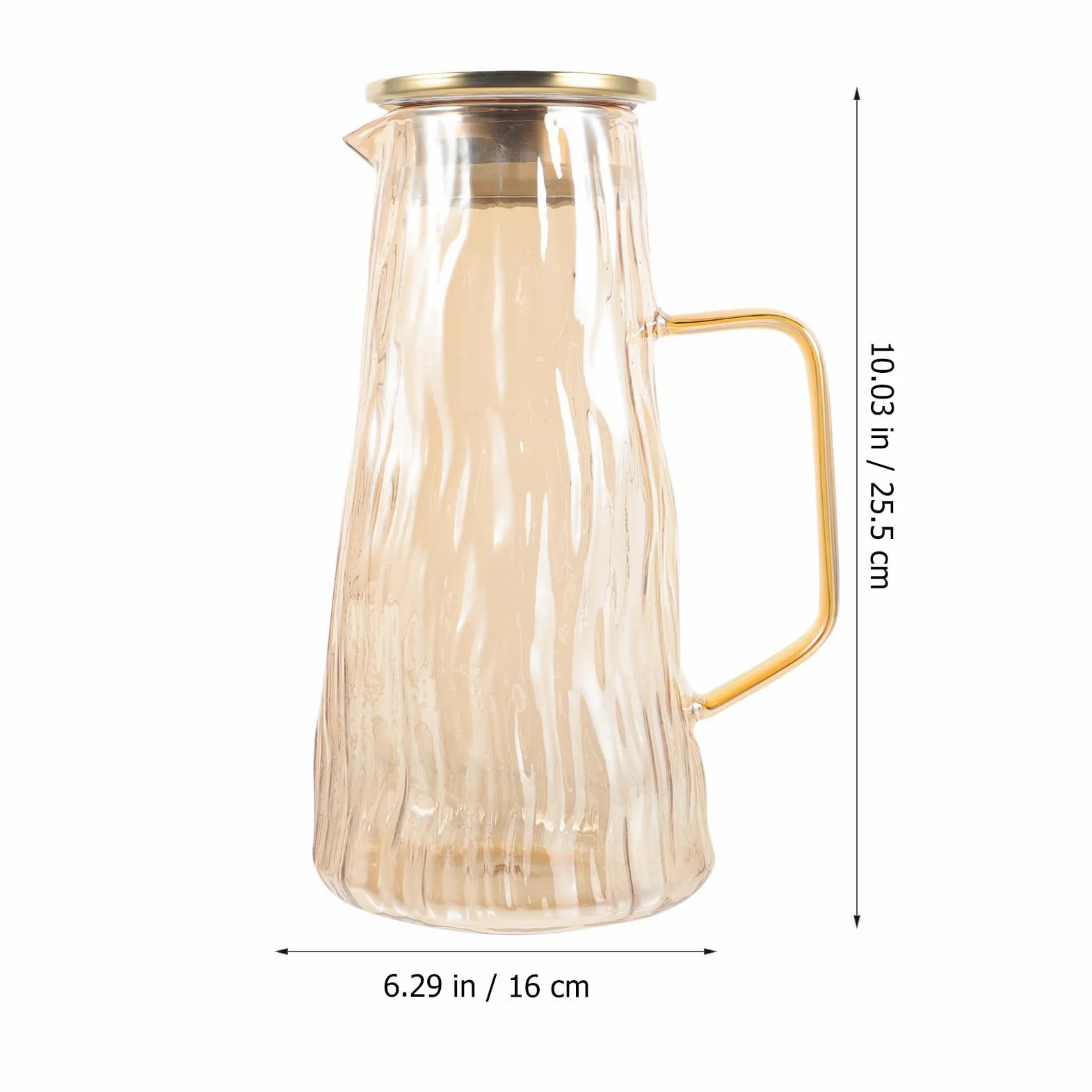 Mipcase Jarra de Agua de Cristal Engrosada para Té E Infusor de Frutas, Resistente a Altas y Bajas Temperaturas, Capacidad Adecuado para Nevera, Color Dorado, Diseño Seguro y Versátil