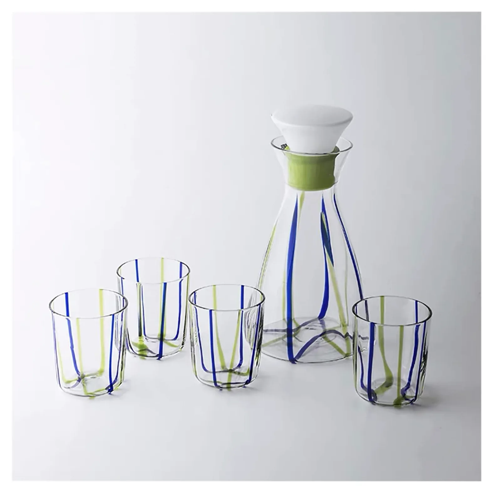 Jarras Agua Hervidor de vidrio frío con 4 tazas de agua fría clara jarra de jarra de jarra de jarra de jarra de bebidas for bebidas conjuntos de botella de agua con tapa Jarra de Té Helado(Color:Green