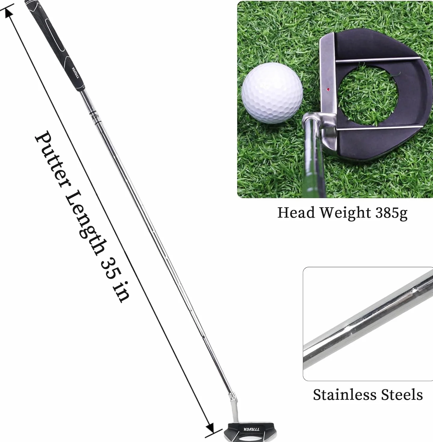 KOFULL Putter de golf, 34 pulgadas, mano derecha