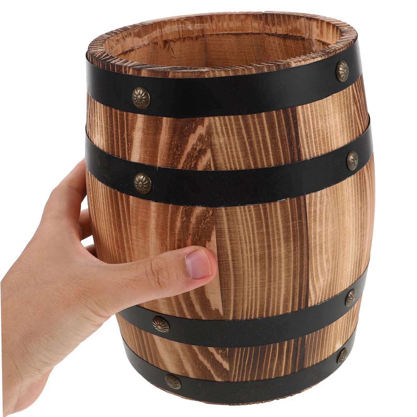 Soporte Rústico de Madera para Utensilios Barril Compacto para Cucharas Tenedores y Palillos Organizador de Cocina Funcional y Duradero