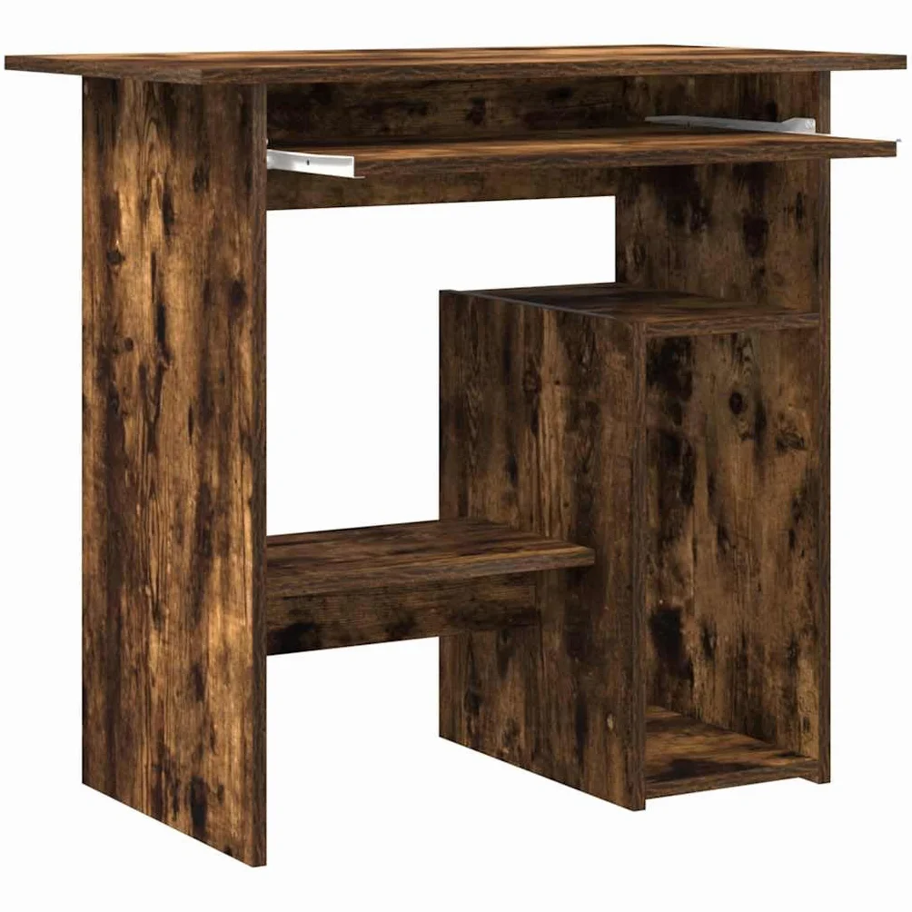 vidaXL Escritorio Mesa Ordenador Estudio Oficina Muebles Despacho Sala Almacenamiento Estantería Madera Contrachapada Roble Ahumado