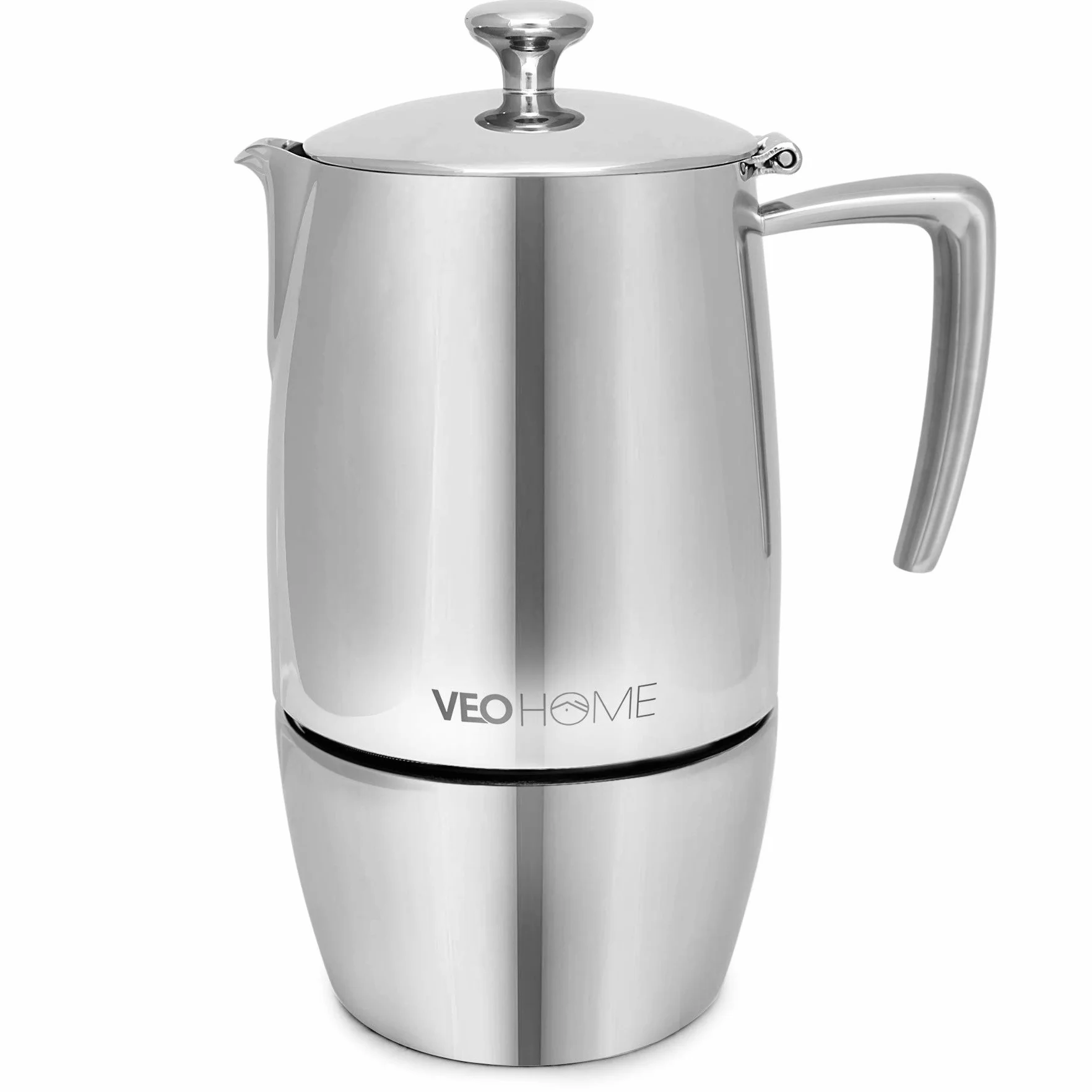 VeoHome - Cafetera Italiana de Acero Inoxidable 10 tazas 500 ml – Cafetera Moka para cocinas Inducción, Vitrocerámica y de Gas - Estilo Espresso – Irrompible, Segura y apta para Lavavajillas