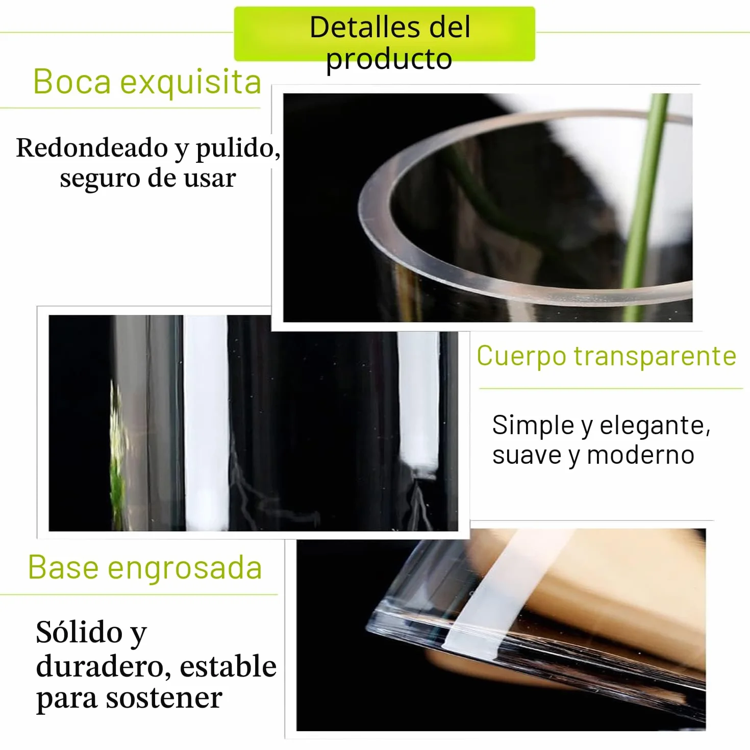 TSKDKIT Jarrón grande de cristal para flores de 30 cm, jarrón cilíndrico de vidrio, jarrones transparentes para sala de estar, jarrones grandes modernos de 30 x 10 cm