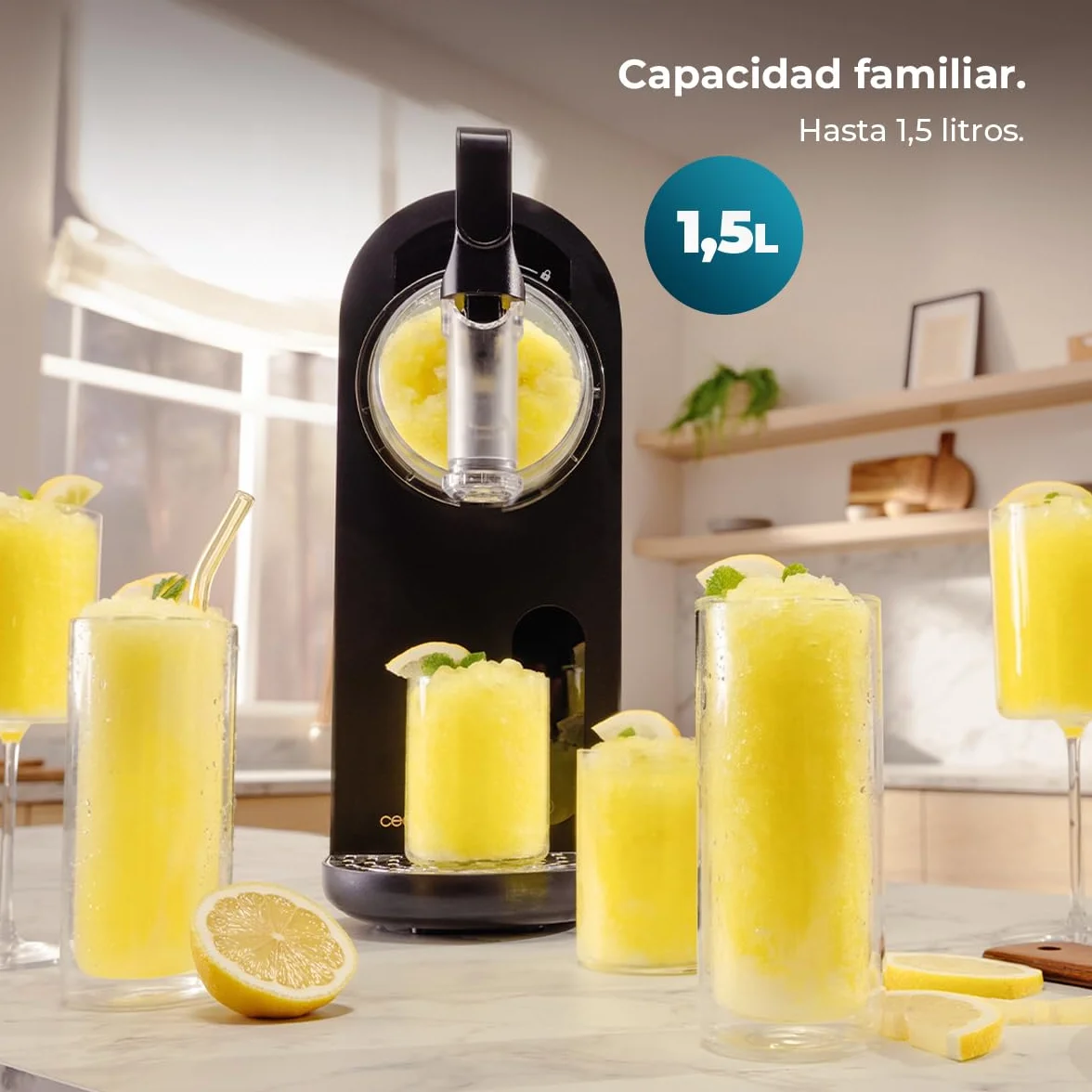 Cecotec Máquina de Granizados - Heladera - 1,5L - Twist&Ice Cream B. 210W, Control Táctil, 9 Modos Automáticos, Refrigeración sin Precongelar, Boquilla sin Goteo, Refrescos Caseros al Momento