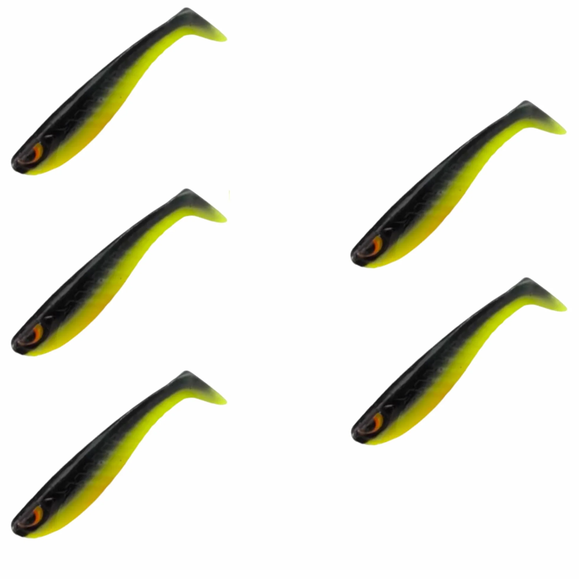 Juego de cebos de pesca de goma para peces de goma, 5 unidades x 50 mm, cebo de goma para bagre, lucioperca y lucioperca, cebo artificial para trucha y perca, juego de pesca de peces