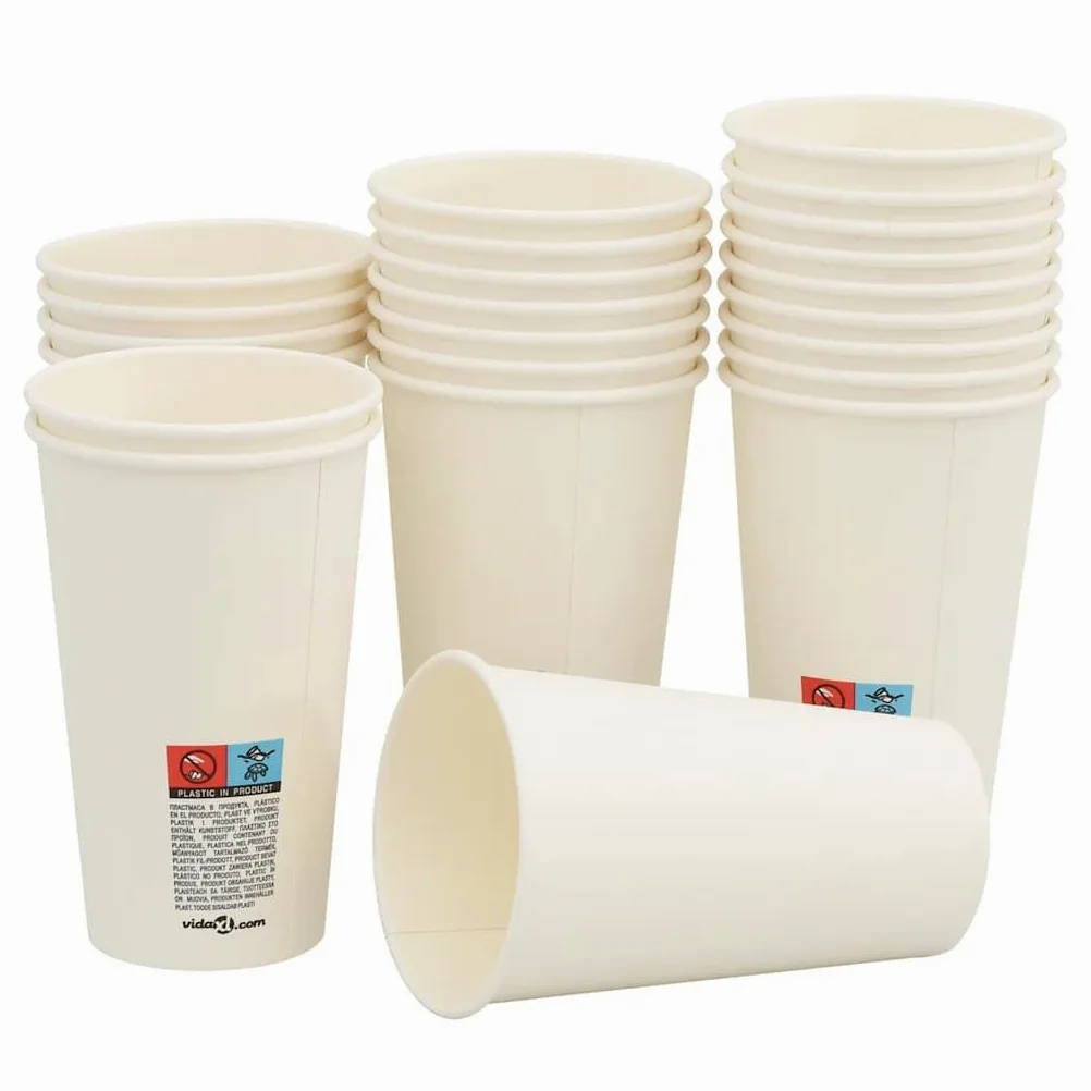 Mangloder Vasos desechables con tapas, 1000 unidades, 400 ml, de papel resistente con revestimiento de polietileno para bebidas calientes y frías, ideales para fiestas, catering, gastronomía, oficina
