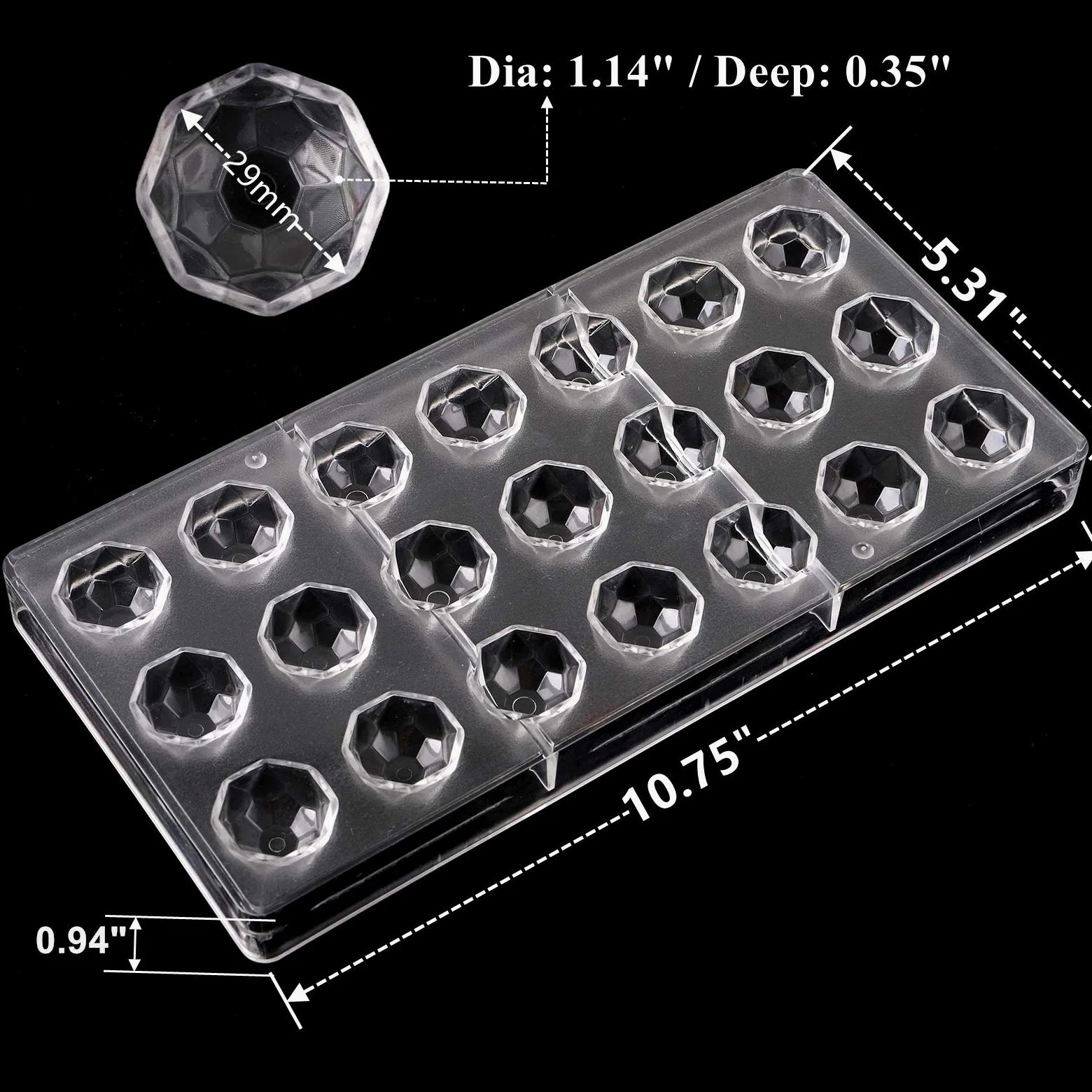 YOPAY 4 moldes de policarbonato para hacer caramelos de chocolate, bandeja en forma de diamante para mousse, gelatina, Pralines, trufas, dulces, bombones, galletas (transparente)