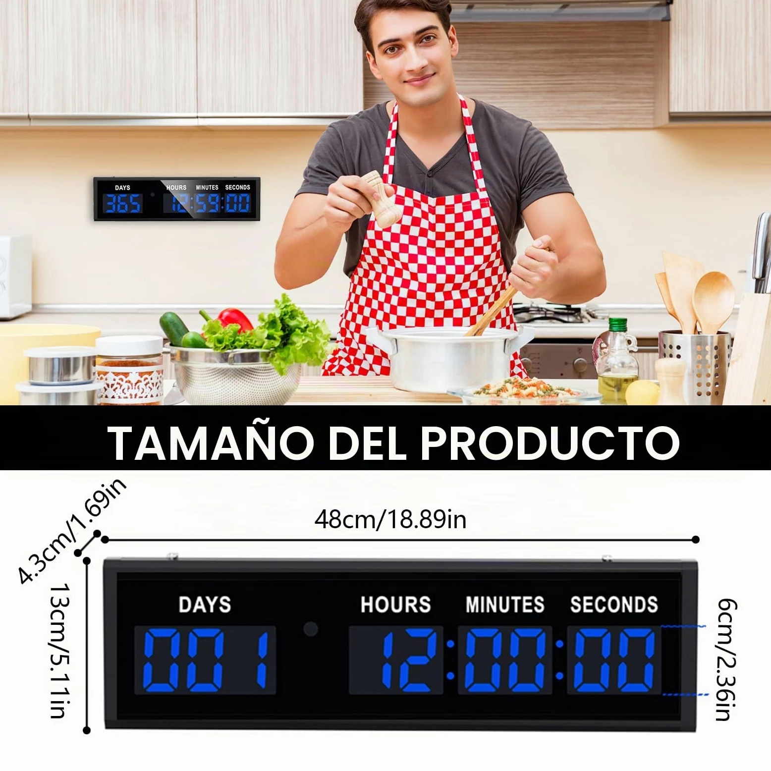 Aisny Temporizador Digital de Cuenta Regresiva, Gran Temporizador de 999 días con Control Remoto Calendario Multifuncional de Cuenta Regresiva para Jubilación Cumpleaños Días Festivos Bodas (Azul)