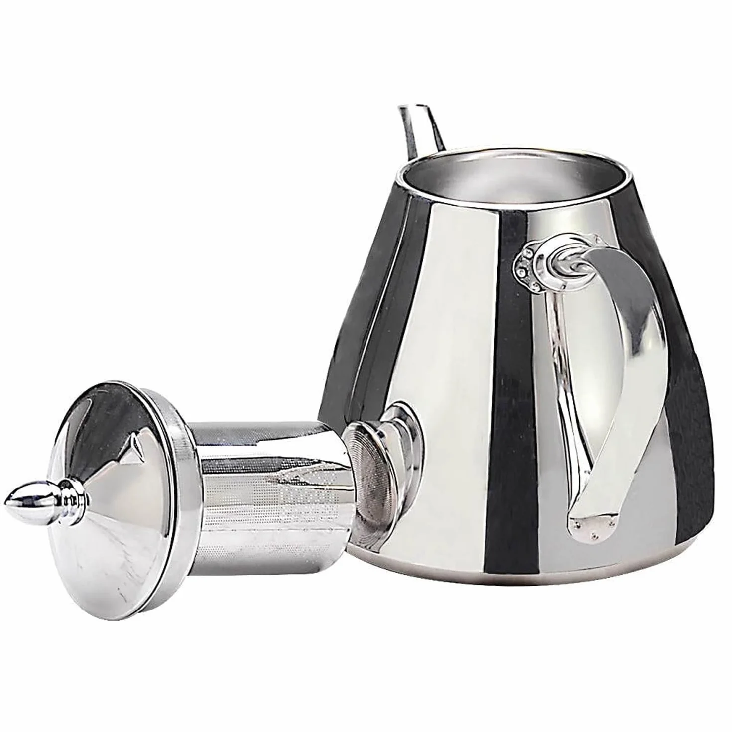 SANQIAHOME 1,2 litros Tetera de acero inoxidable con Filtro para infusiones extraíble,Cafetera, De Plata