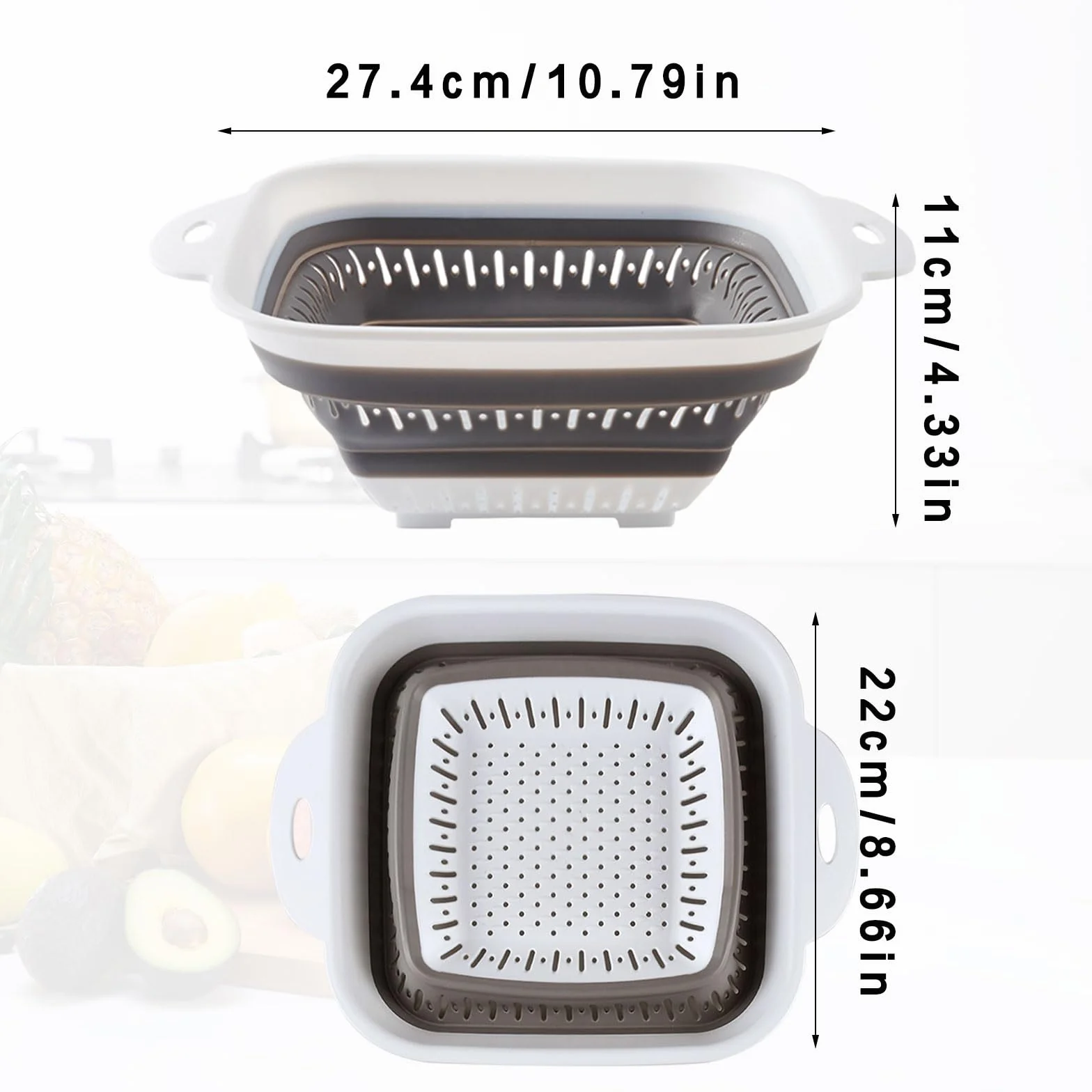 Escurridor Plegable,Colador Plegable,2 Piezas Escurridor Plegables Silicona,Colador Pasta (Blanco + Rosa)