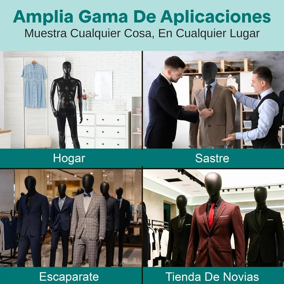 SereneLife maniquí Masculino de Cuerpo Completo, 185cm de Altura, Extremidades Flexibles, Cabeza Ajustable, Diseño Desmontable, Ideal para Tiendas de Ropa, Boutiques, Exposiciones y mas