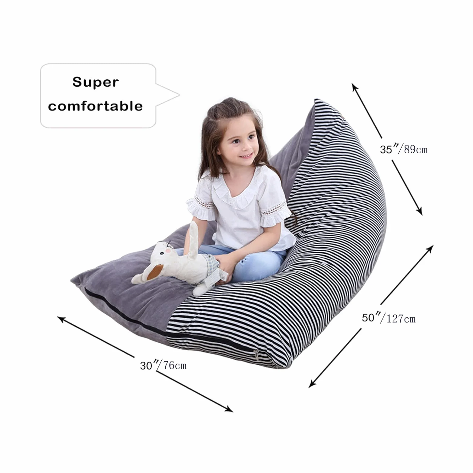Bolsas de Frijoles de Almacenamiento de Juguetes de Peluche, Silla Plegable Suave, Cubierta de Asiento de sofá para niños, niños de Gran Capacidad Gris
