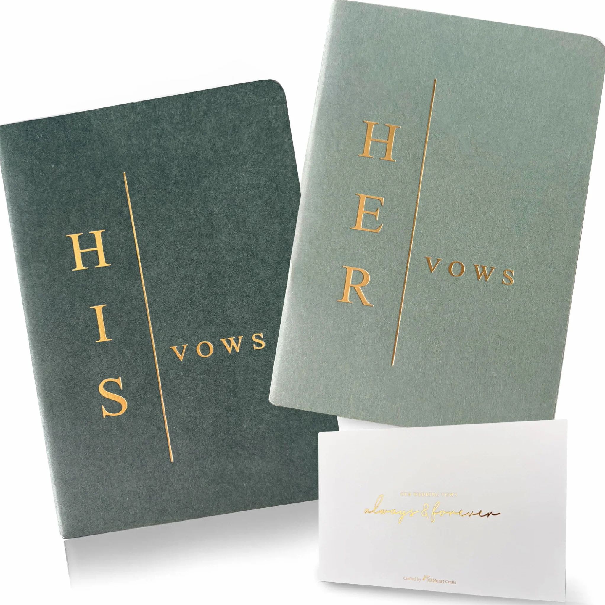 Libros de votos para él y para ella, libros de votos de boda para novia y novio, accesorios esenciales de boda (TR-HH-Sage)